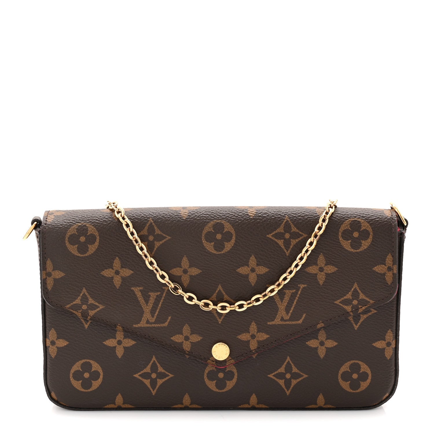 Monogram Pochette Felicie Chain Wallet Fuchsia