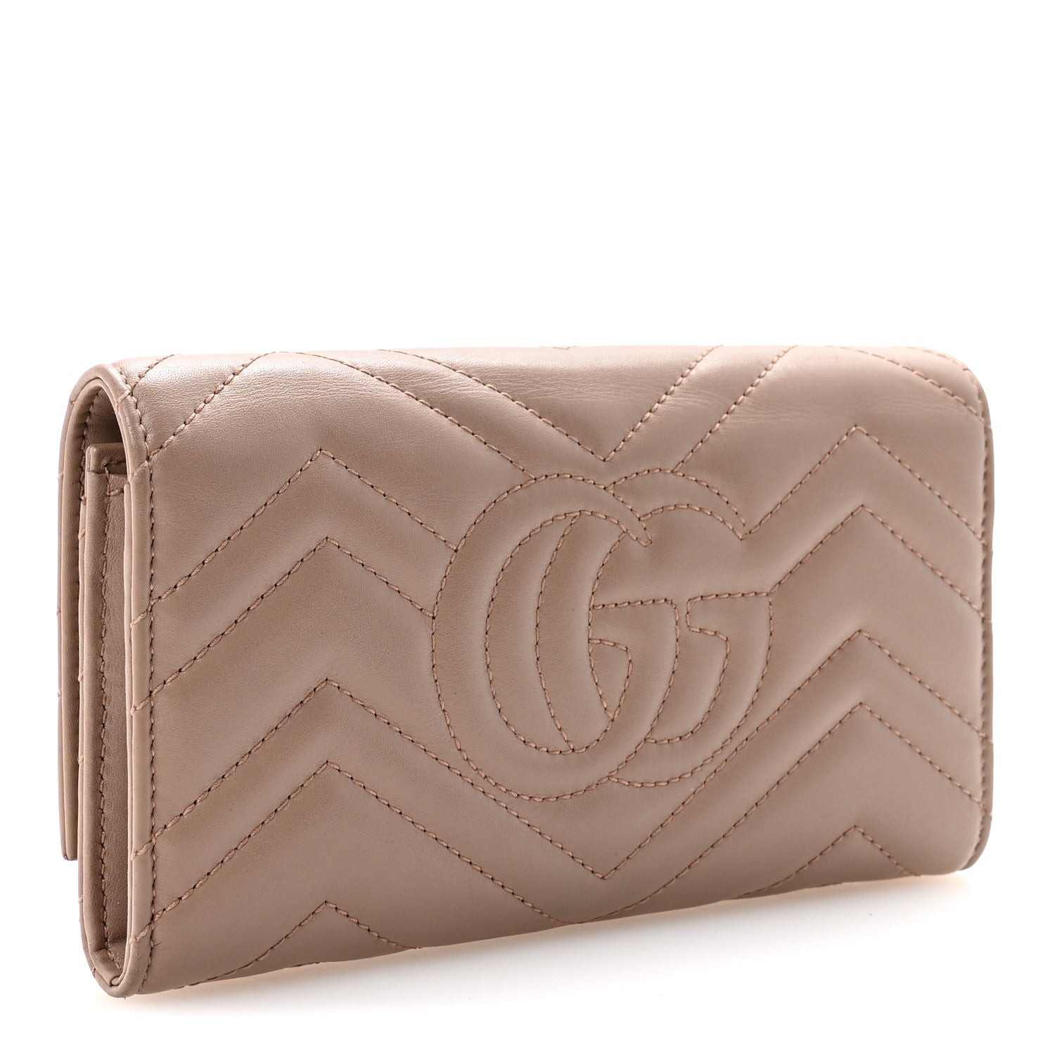 Calfskin Matelasse GG Marmont Continental Wallet Porcelain Rose
