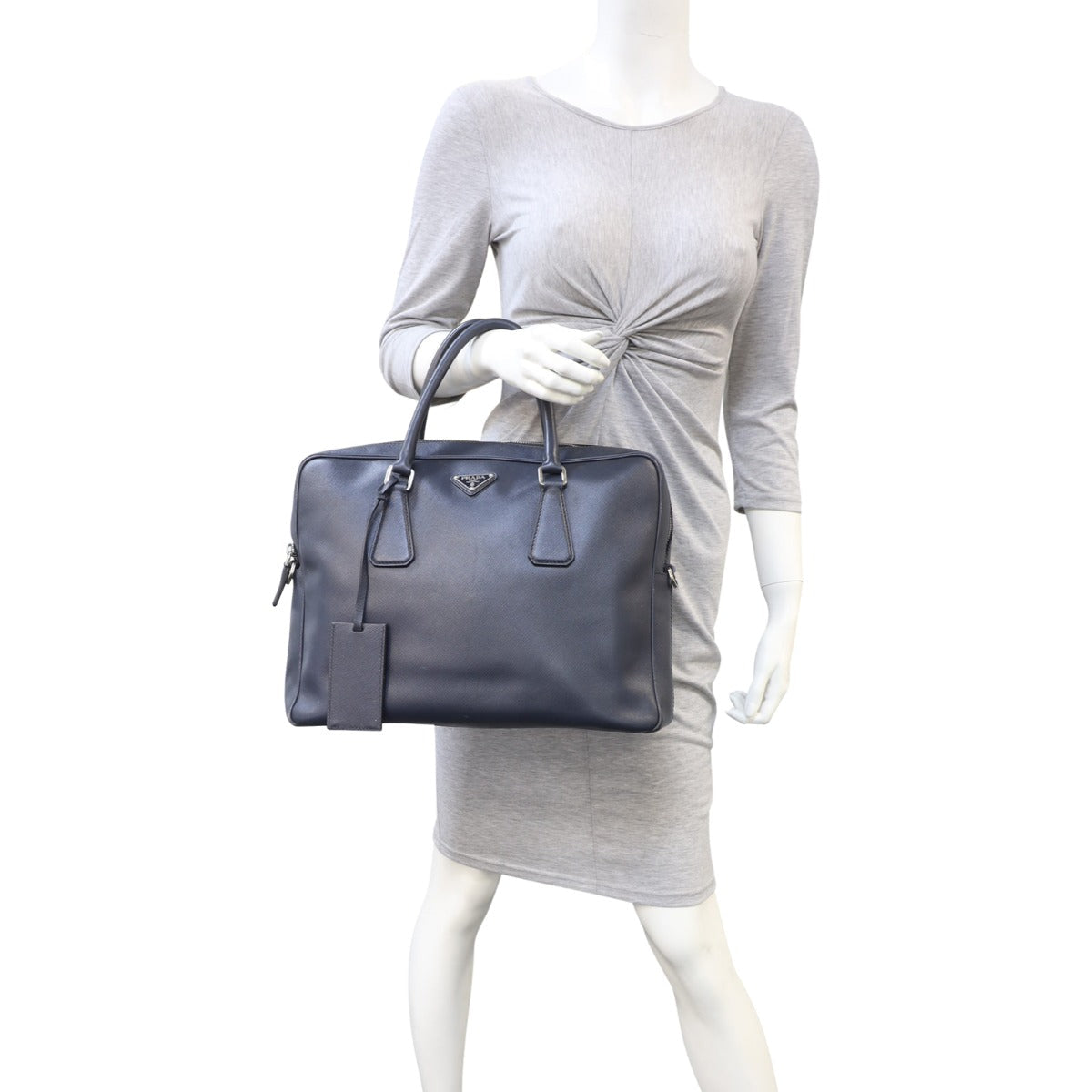 Prada Saffiano Zip Briefcase Bag