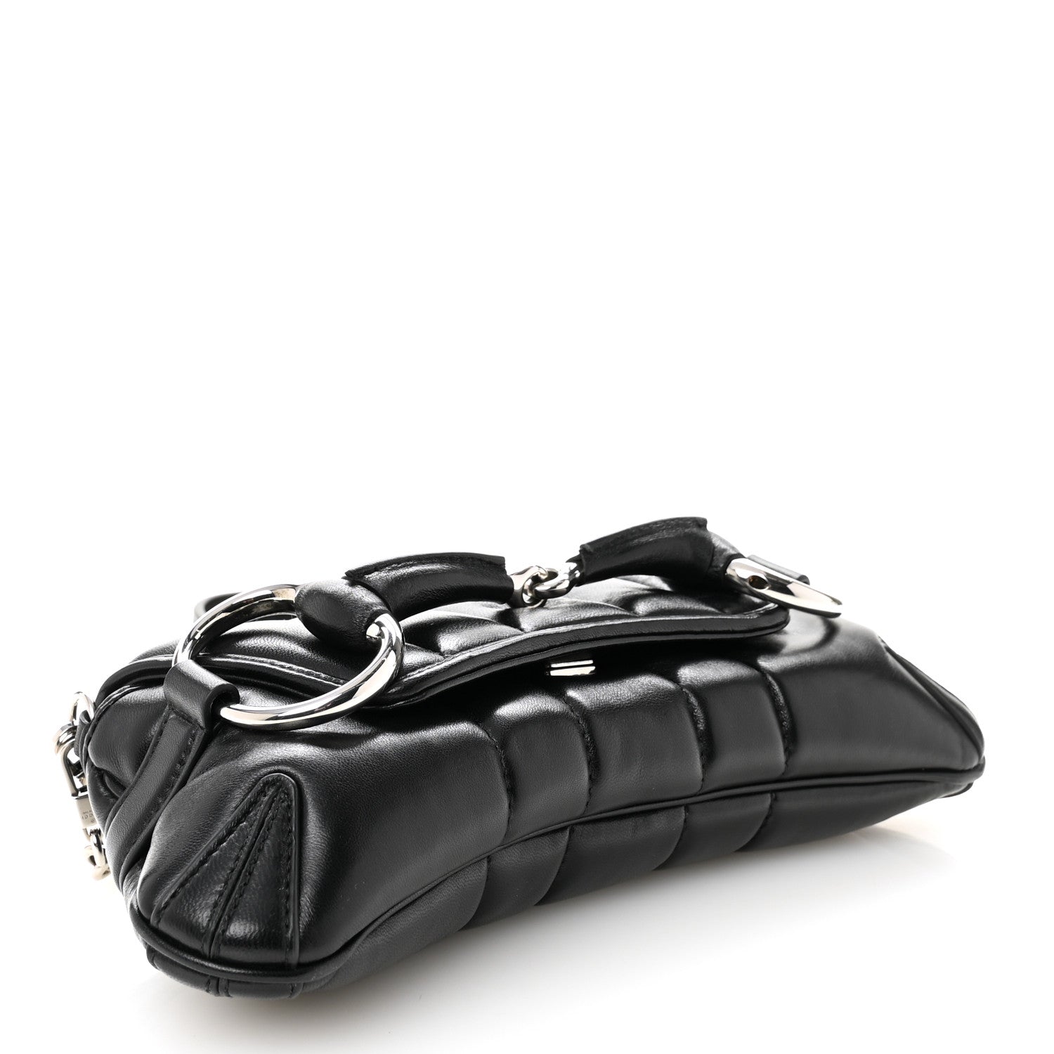 Nappa Vertical Matelasse Small Maxi Horsebit Chain Shoulder Bag Black