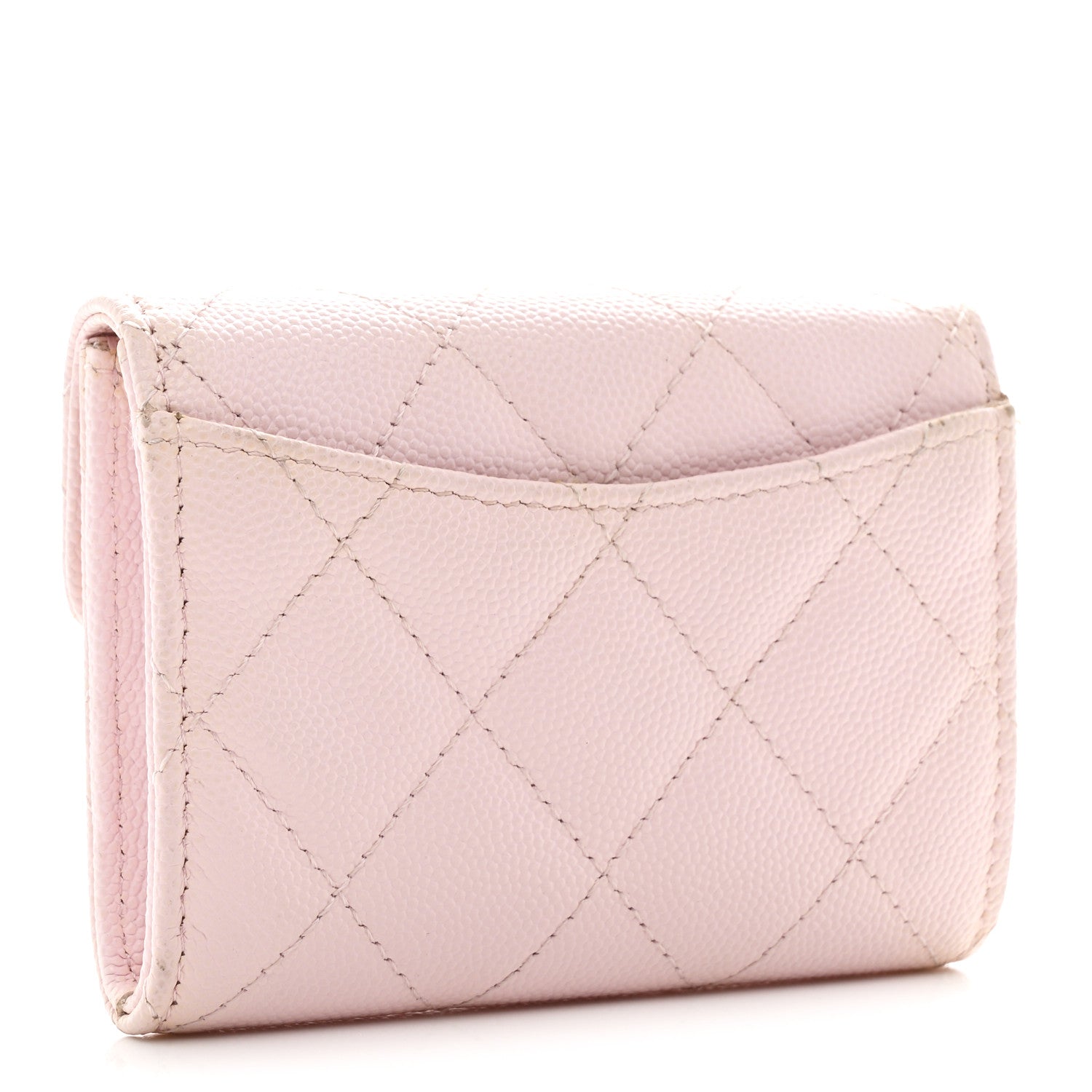 Caviar Quilted Flap Card Holder Wallet Light Pink