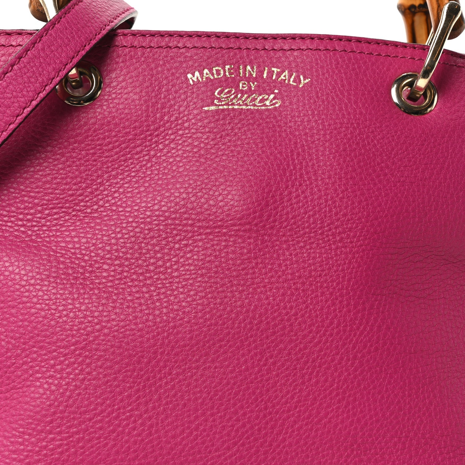 Calfskin Small Bamboo Shopper Tote Bright Bougainvillea