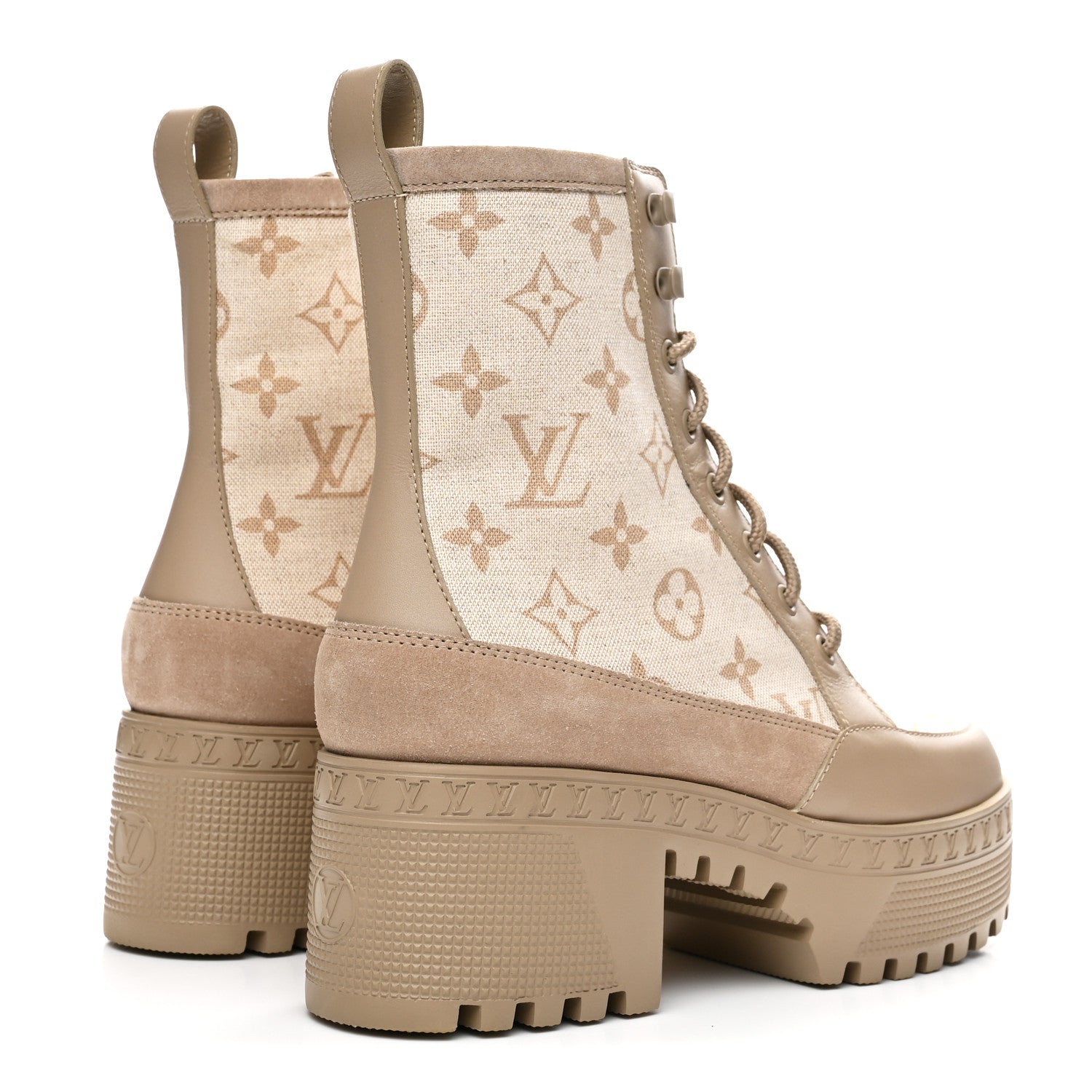 Suede Calfskin Laureate Platform Desert Boots 37 Beige