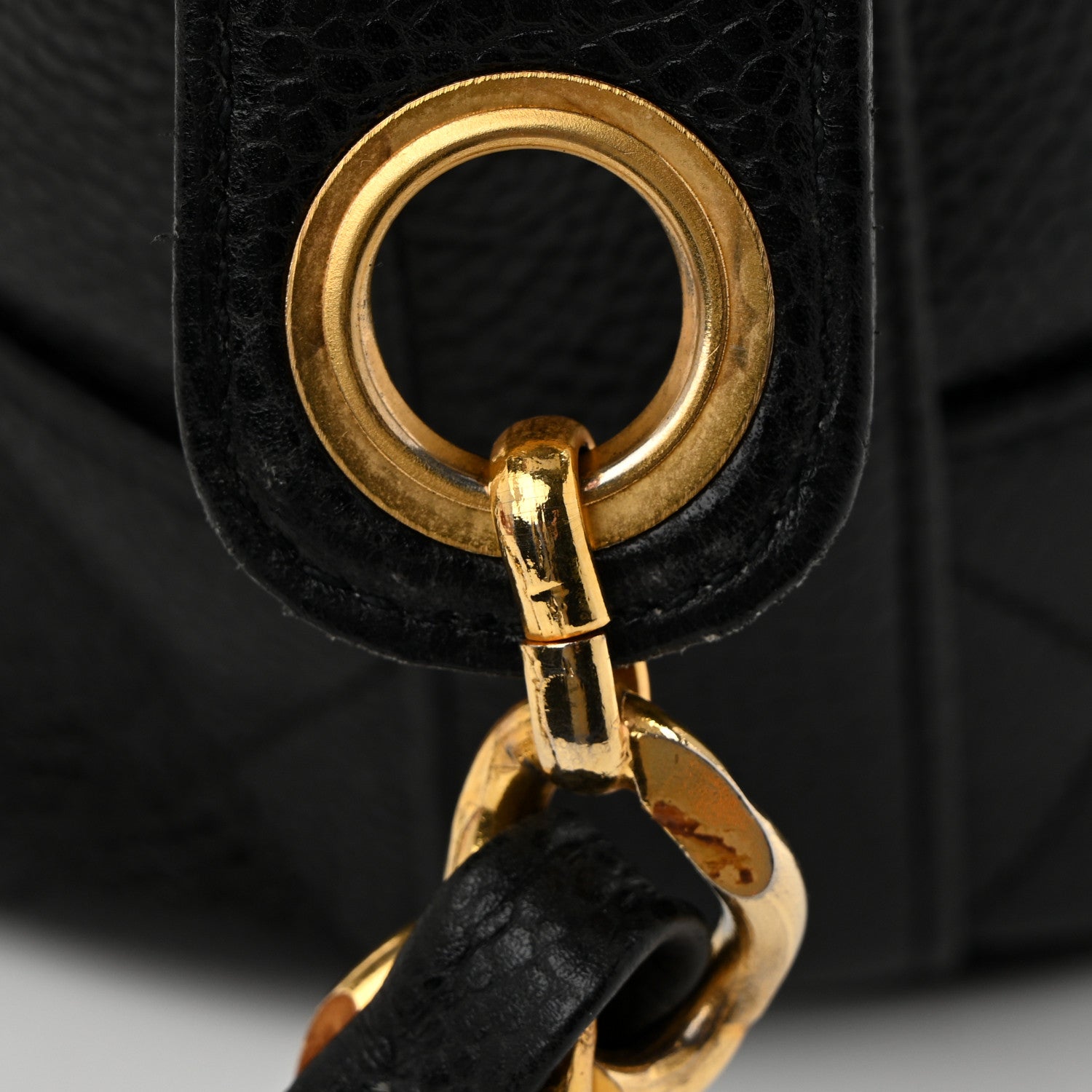 Caviar Drawstring Bucket Shoulder Bag Black