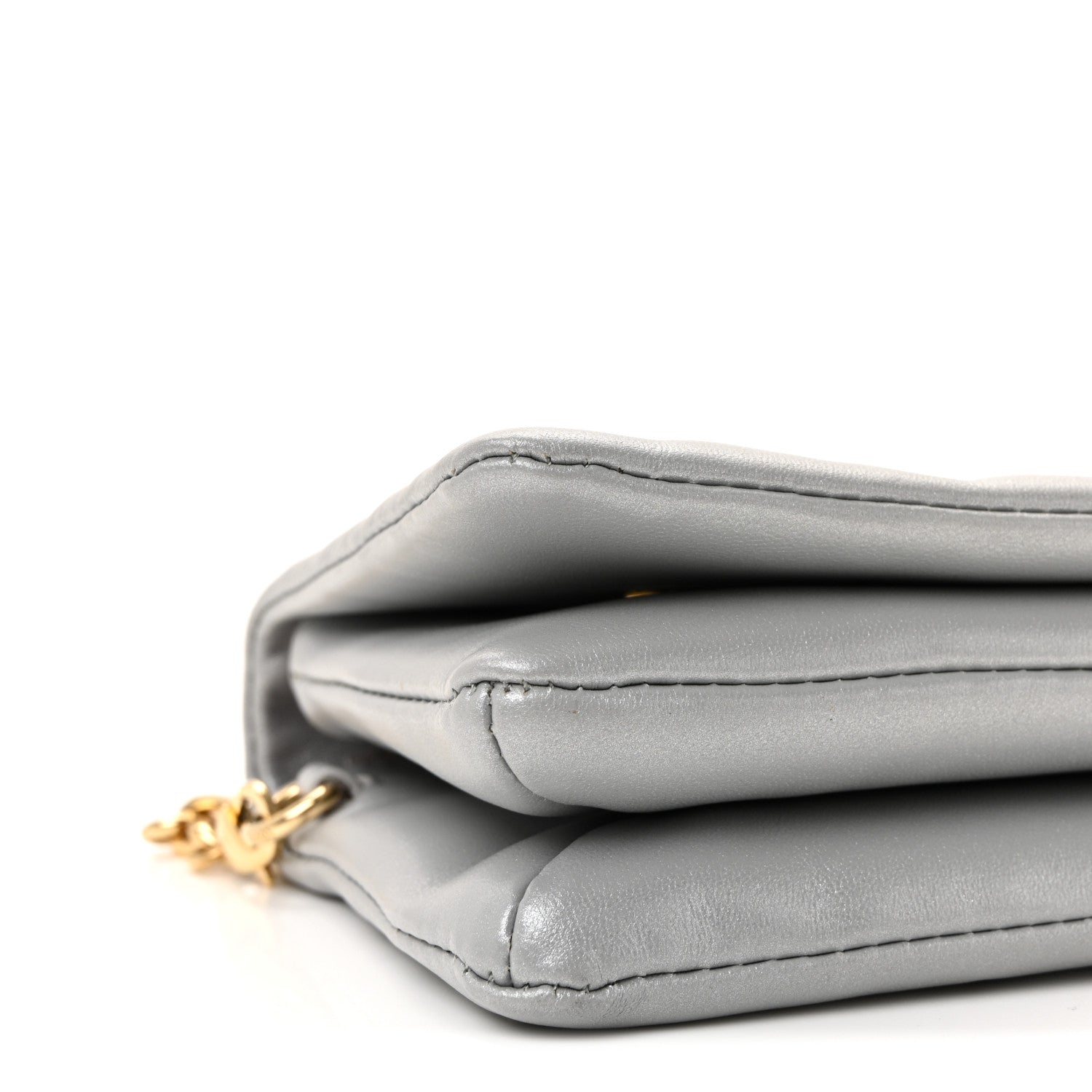 Metallic Lambskin Embossed Monogram Pochette Coussin Silver