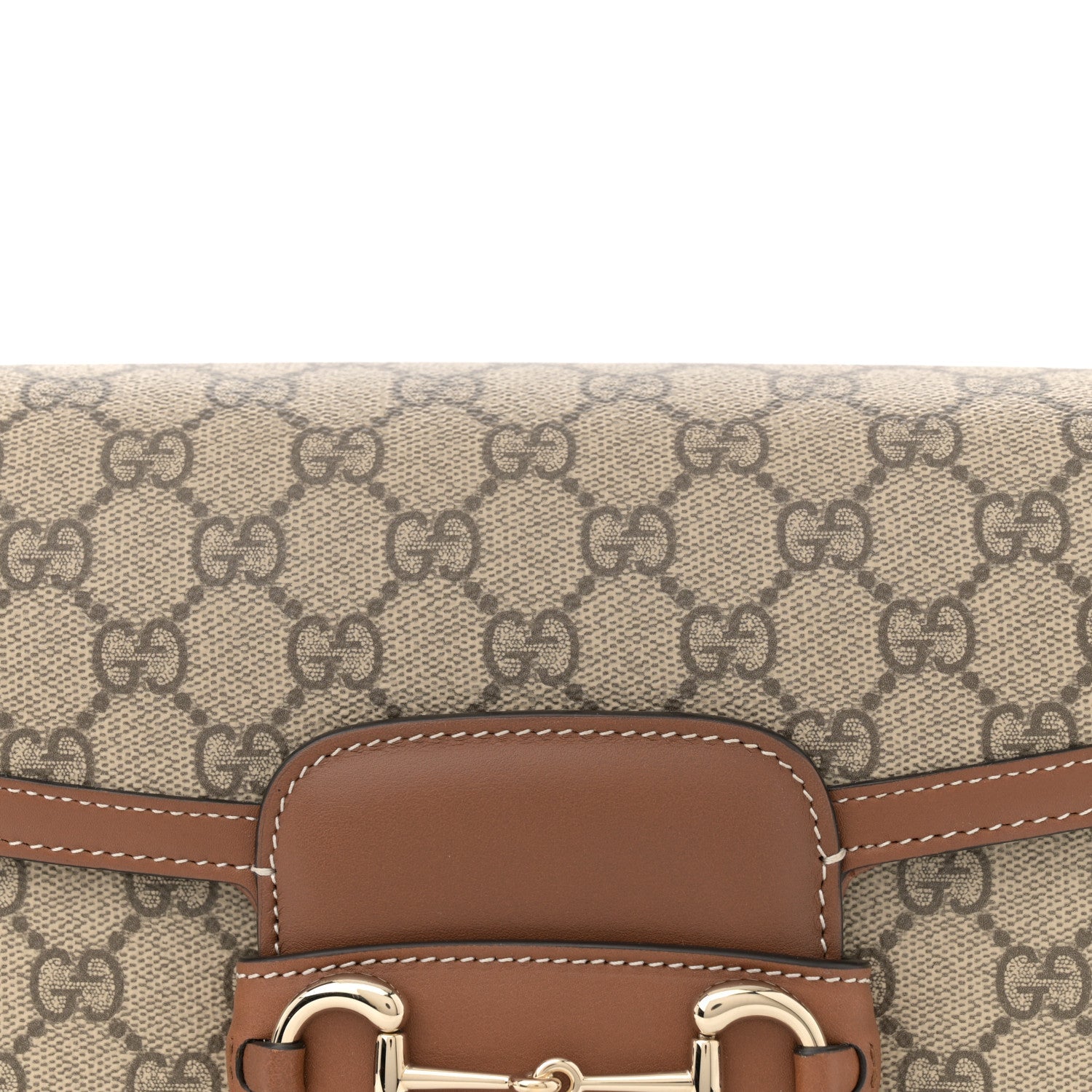 GG Supreme Monogram Horsebit 1955 Soft Small Shoulder Bag Beige Brown