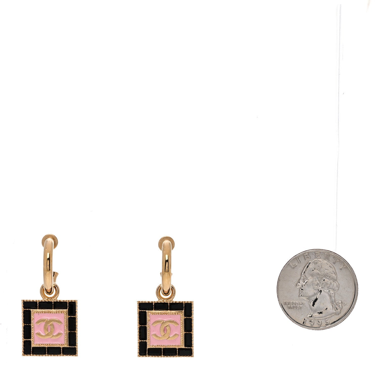 Metal Resin CC Square Drop Earrings Gold Transparent