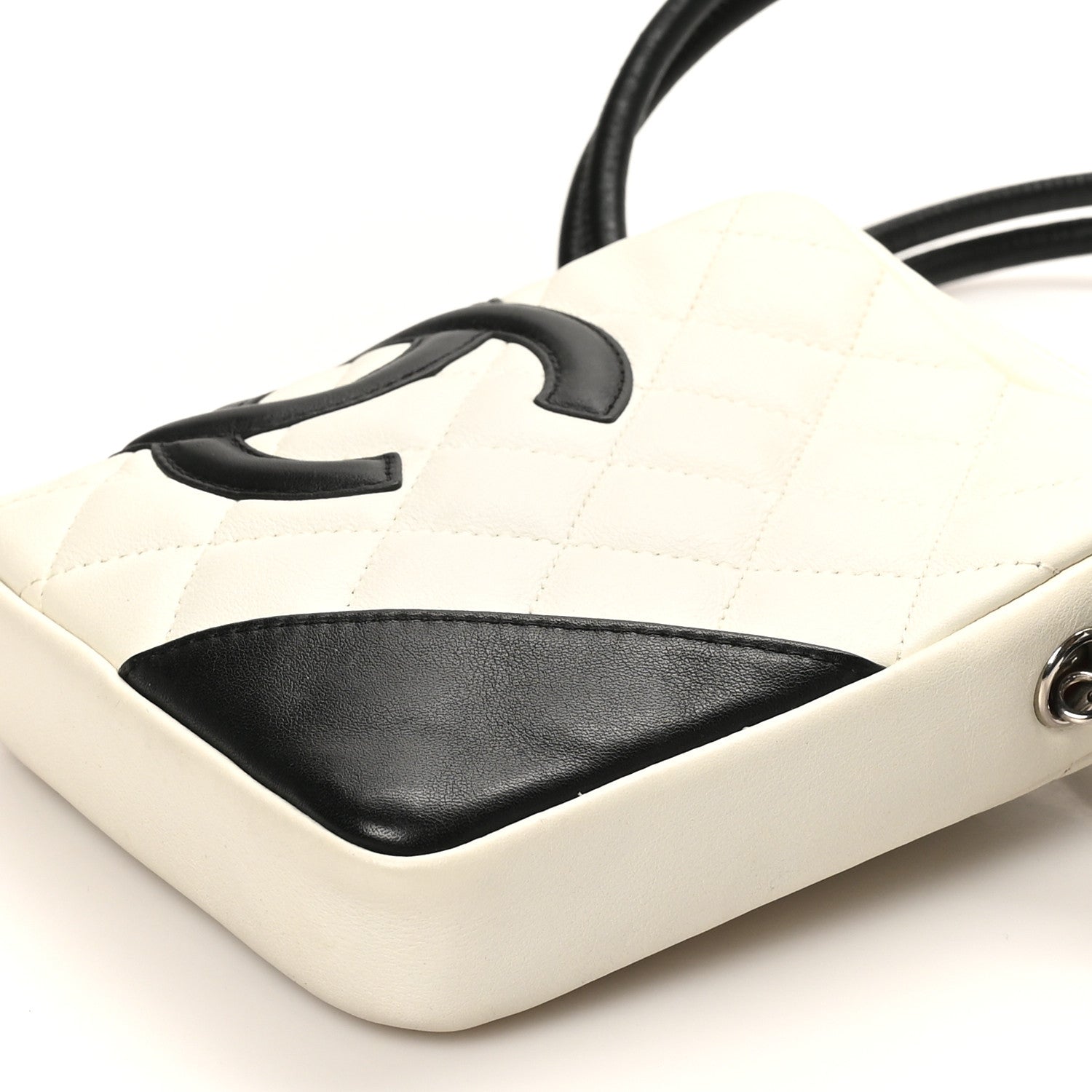 Calfskin Quilted Cambon Small Messenger White Black