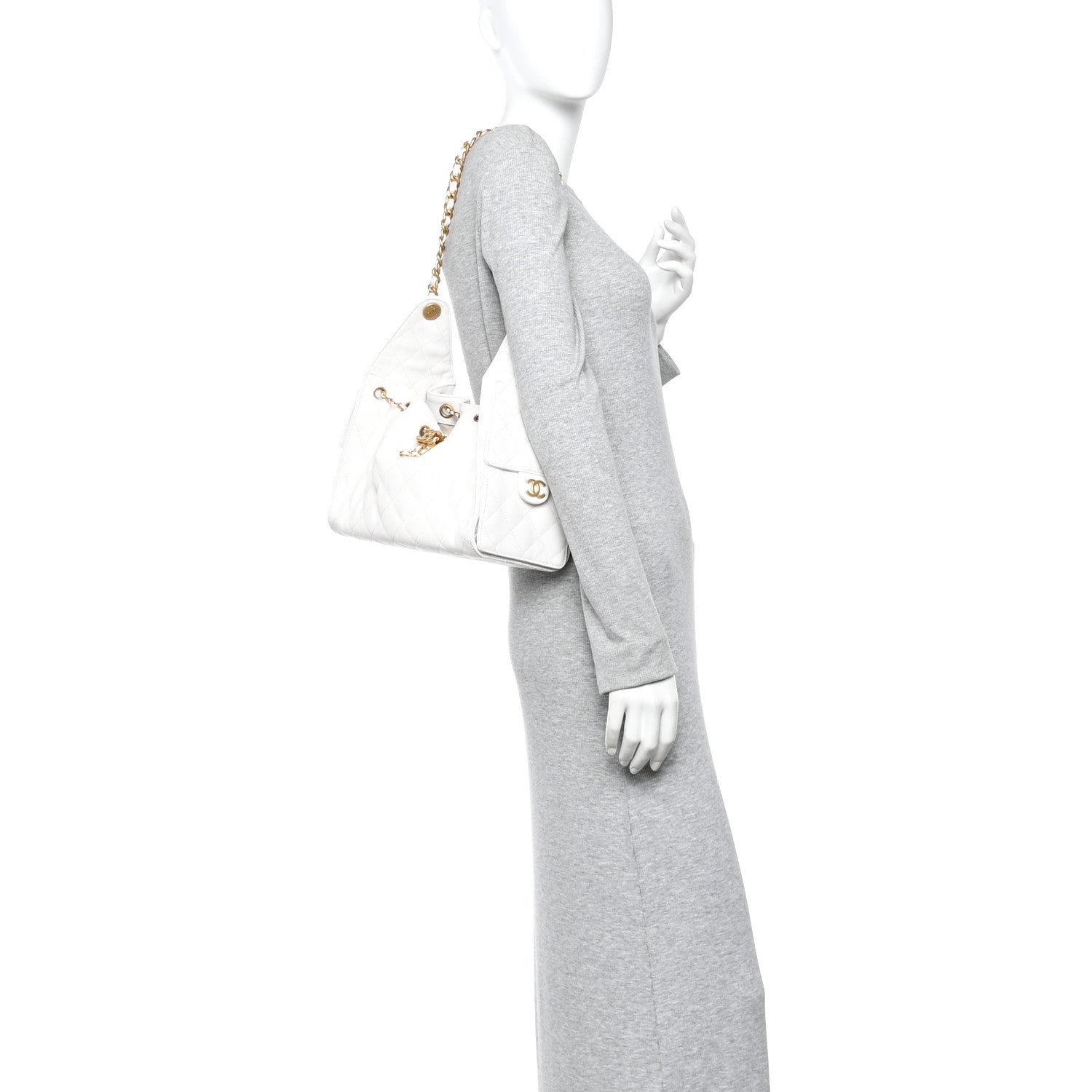 Caviar Quilted Small Chanel 25 Handbag White