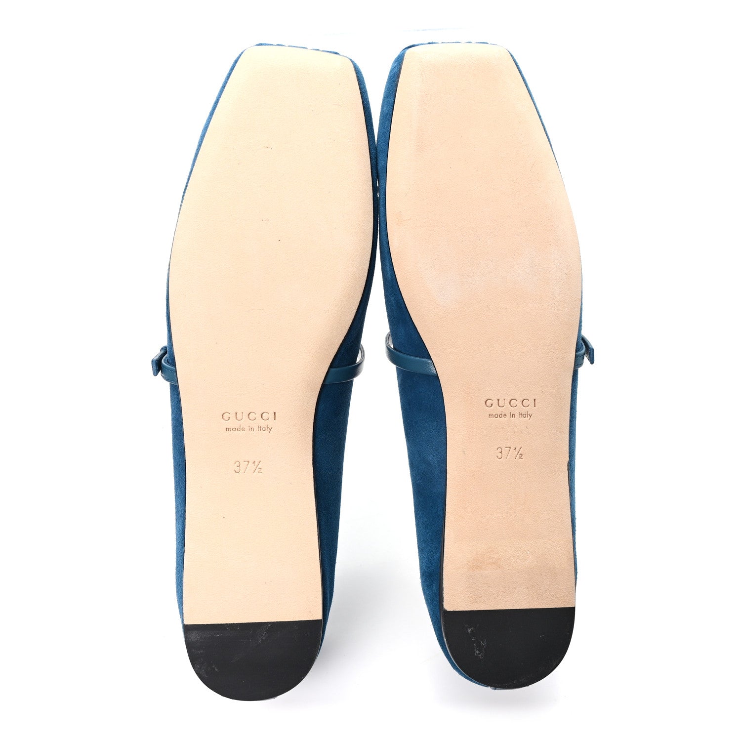 Kid Scamosciato Horsebit Ballet Flats 37.5 Deep Acqua