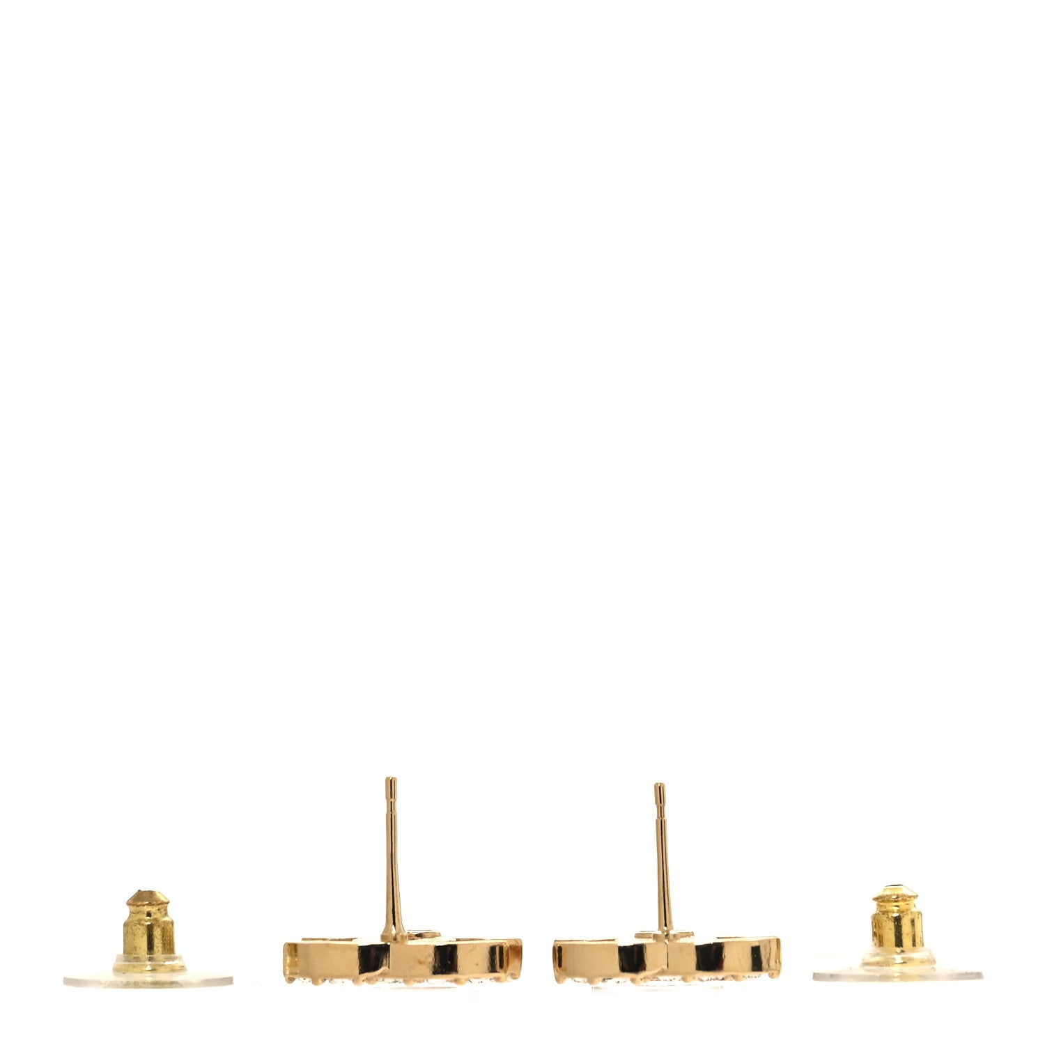 Metal Crystal CC Boy Drop Earrings Gold