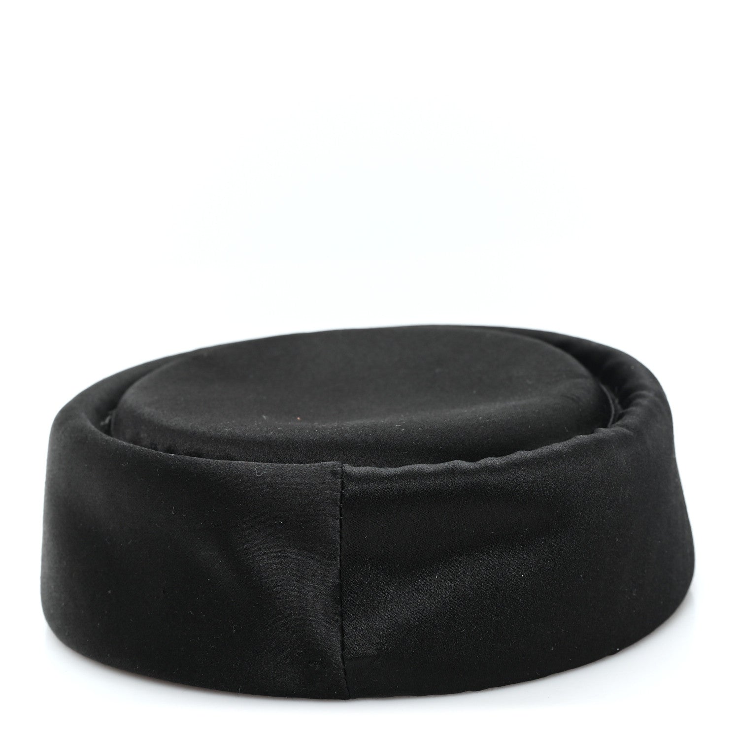 Satin Pillbox Hat M 57 Black