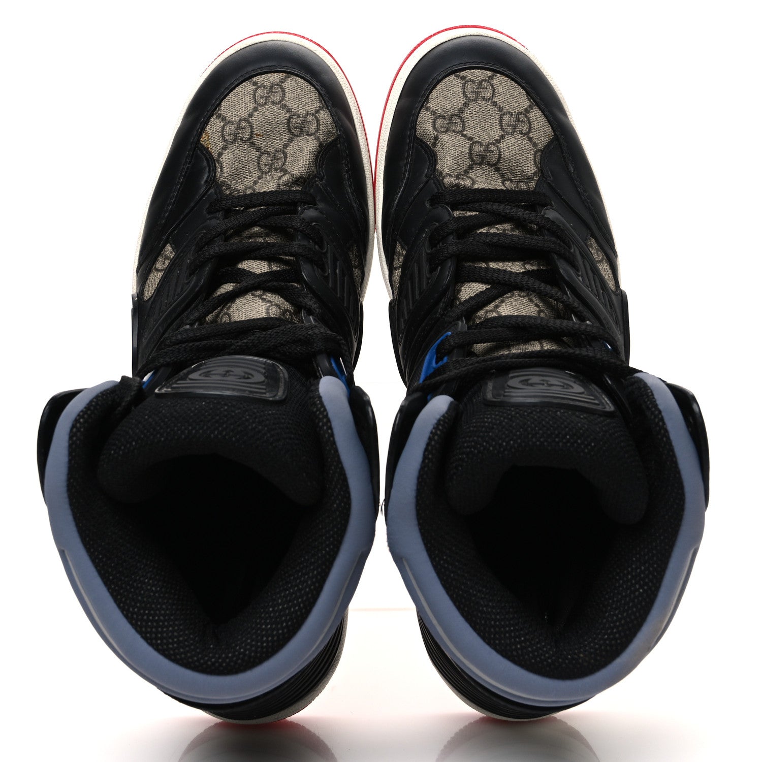 Demetra GG Supreme Monogram Mens Basket High Top Sneakers 10.5 Black Beige Ebony Grey