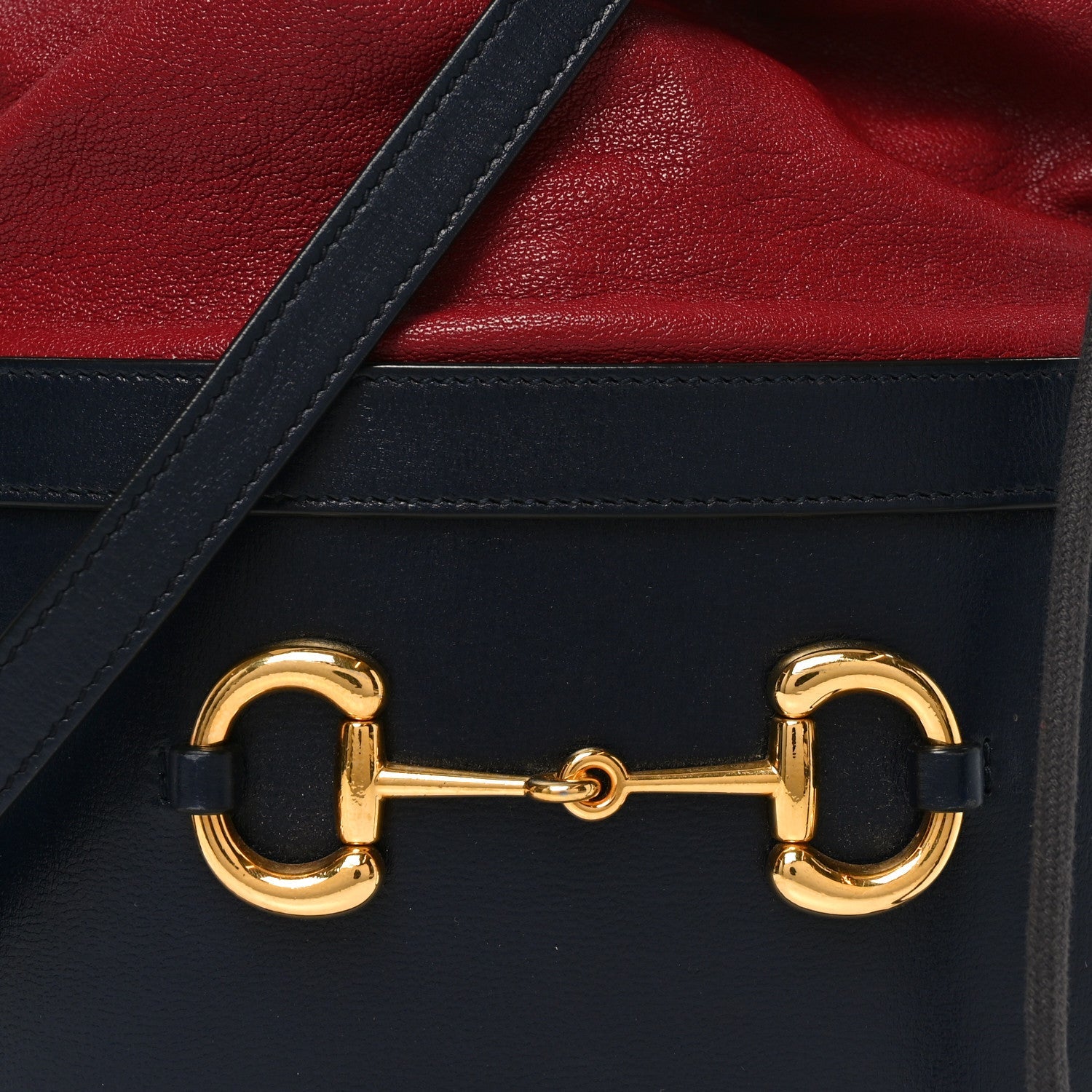 Azalea Sakai Be Green Calfskin Horsebit 1955 Drawstring Bucket Bag Blue New Cherry Red