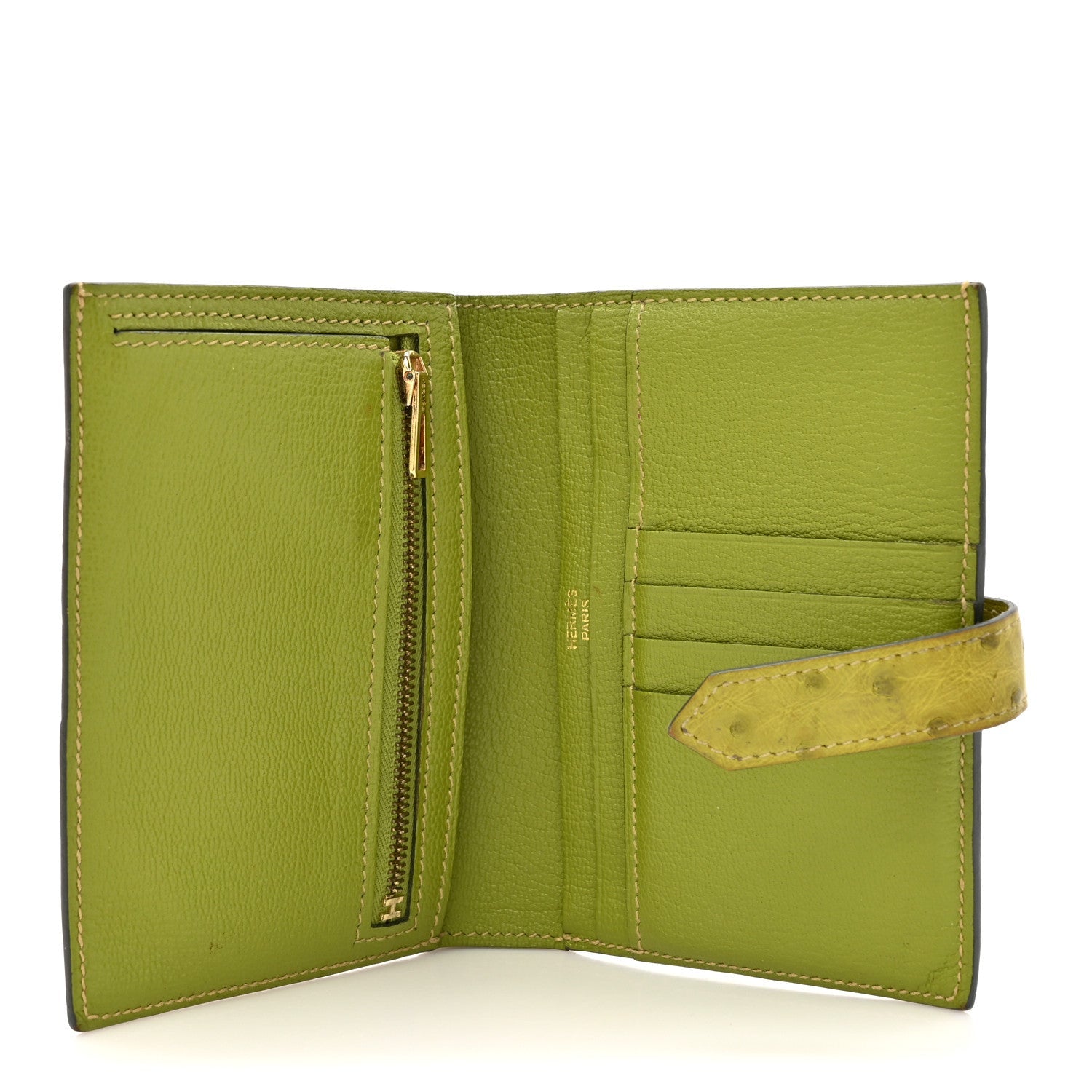 Ostrich Bearn Compact Wallet Vert Anis