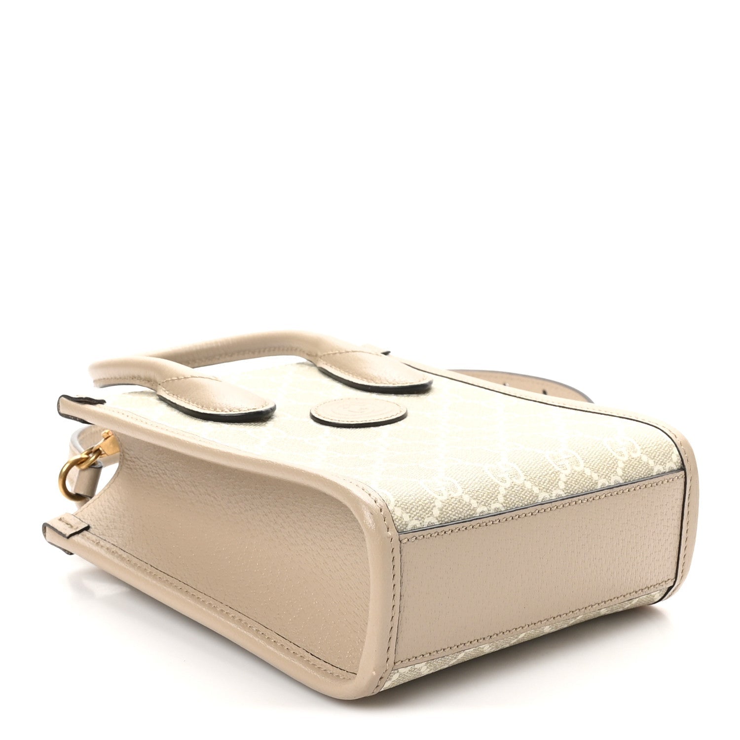 GG Supreme Monogram Textured Dollar Calfskin Mini Retro Interlocking G Tote Bag Beige Mystic White Oatmeal