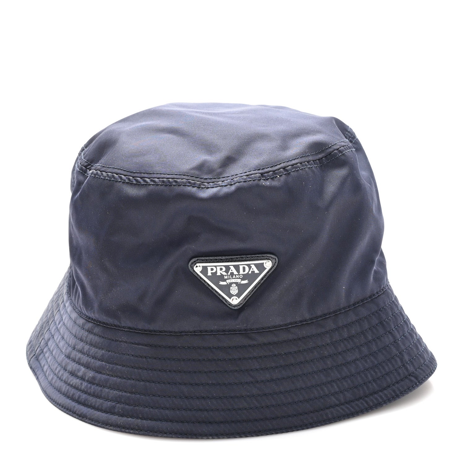 Re-Nylon Metal Triangle Logo Womens Bucket Hat XL Black