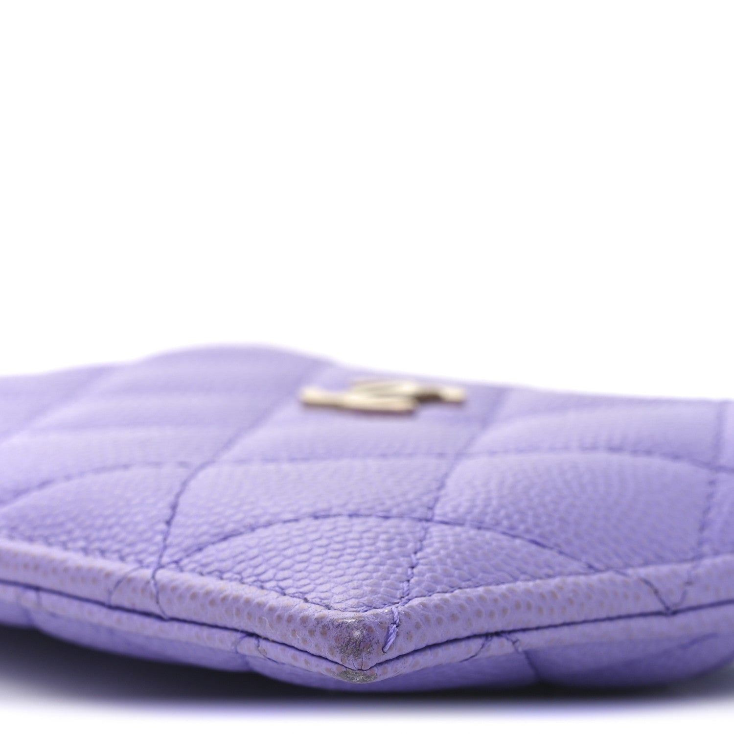 Caviar Quilted CC Zip Card Holder Purple