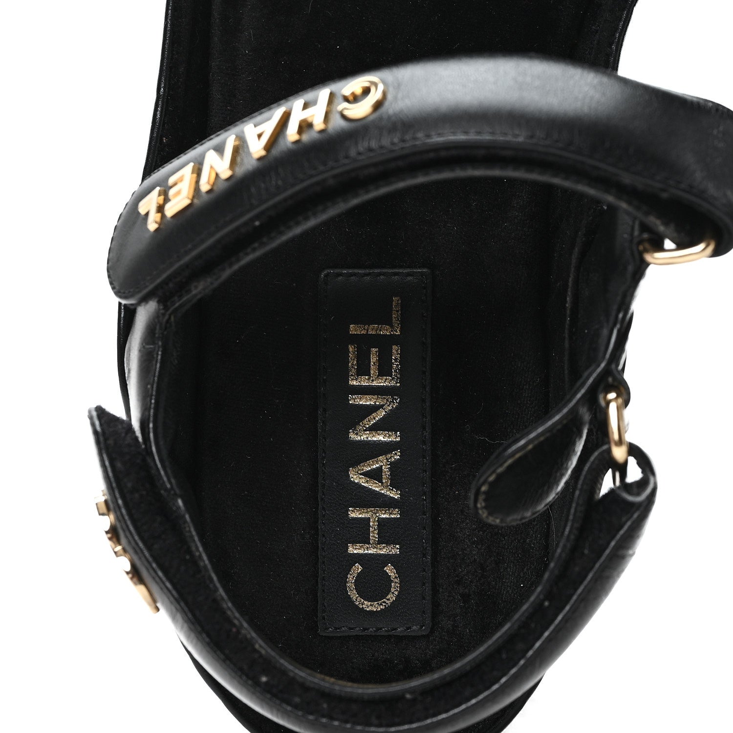 Shiny Calfskin Logo Platform Sandals 40 Black