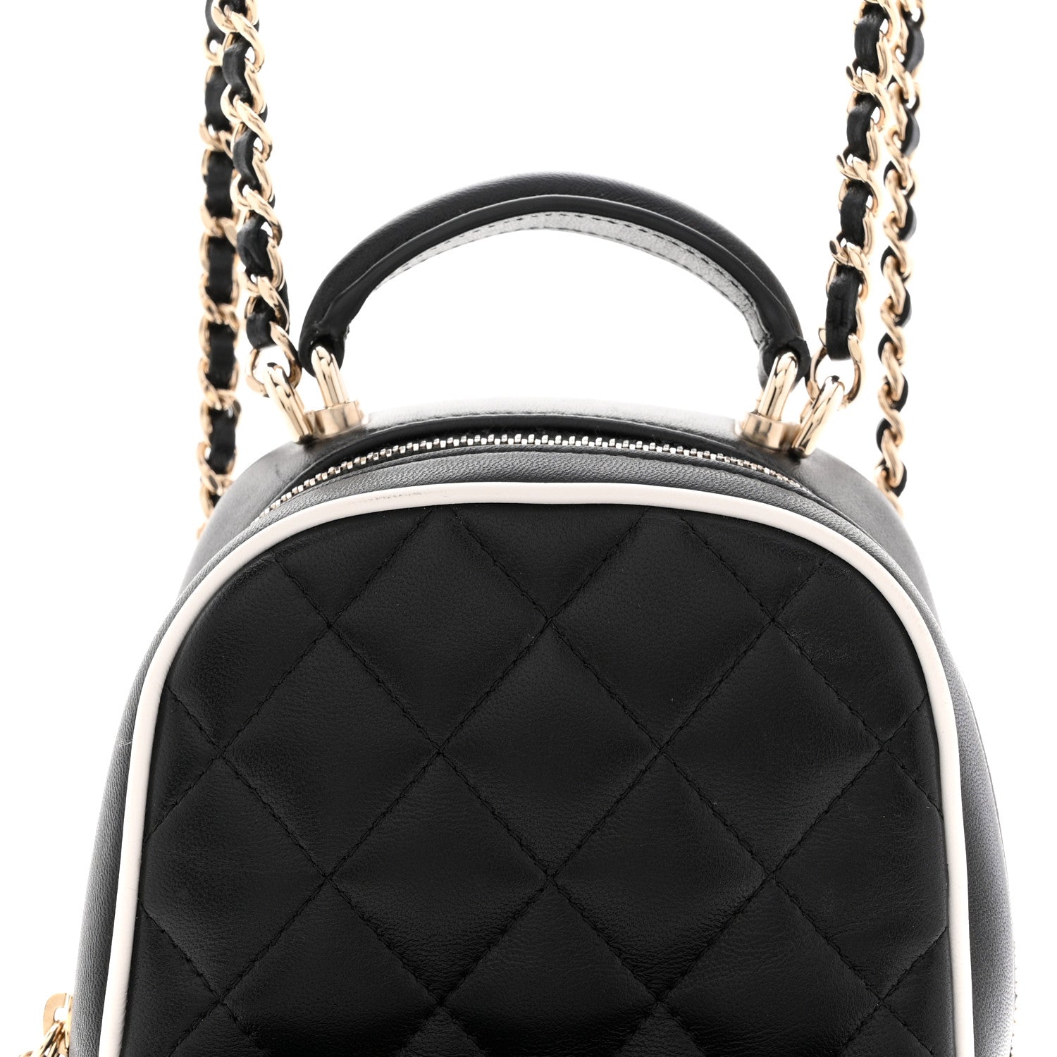 Lambskin Quilted Mini Backpack Black White
