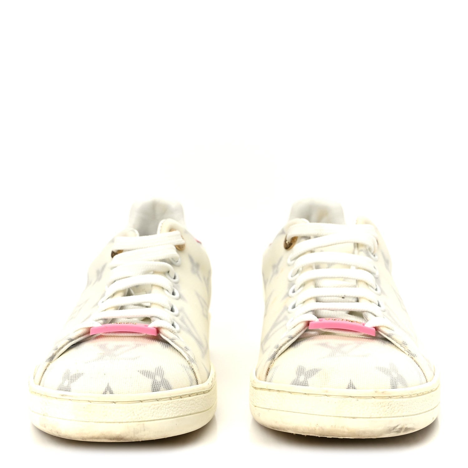 Technical Fabric Calfskin Monogram Frontrow Sneakers 35.5 Pink