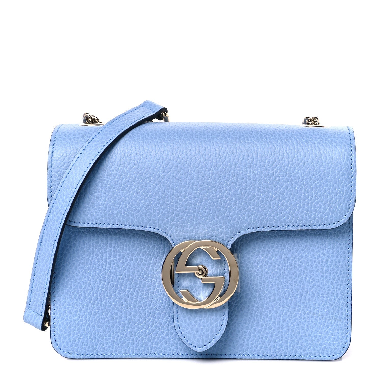Dollar Calfskin Small Interlocking G Shoulder Bag Mineral Blue
