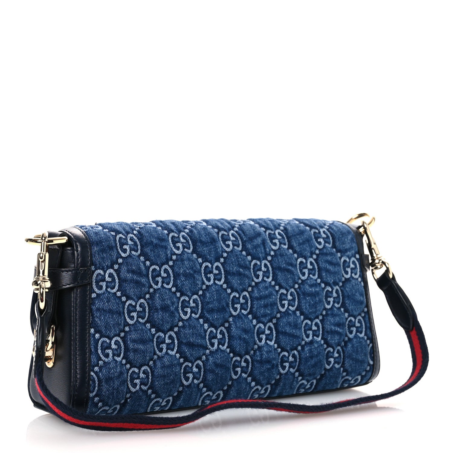 GG Monogram Denim Small Luce Shoulder Bag Blue