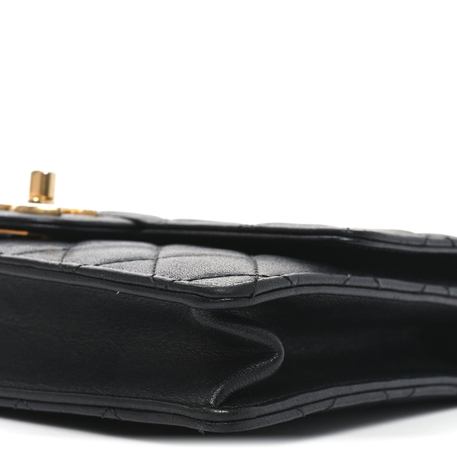 Goatskin Quilted Small Chic Pearls Flap Black