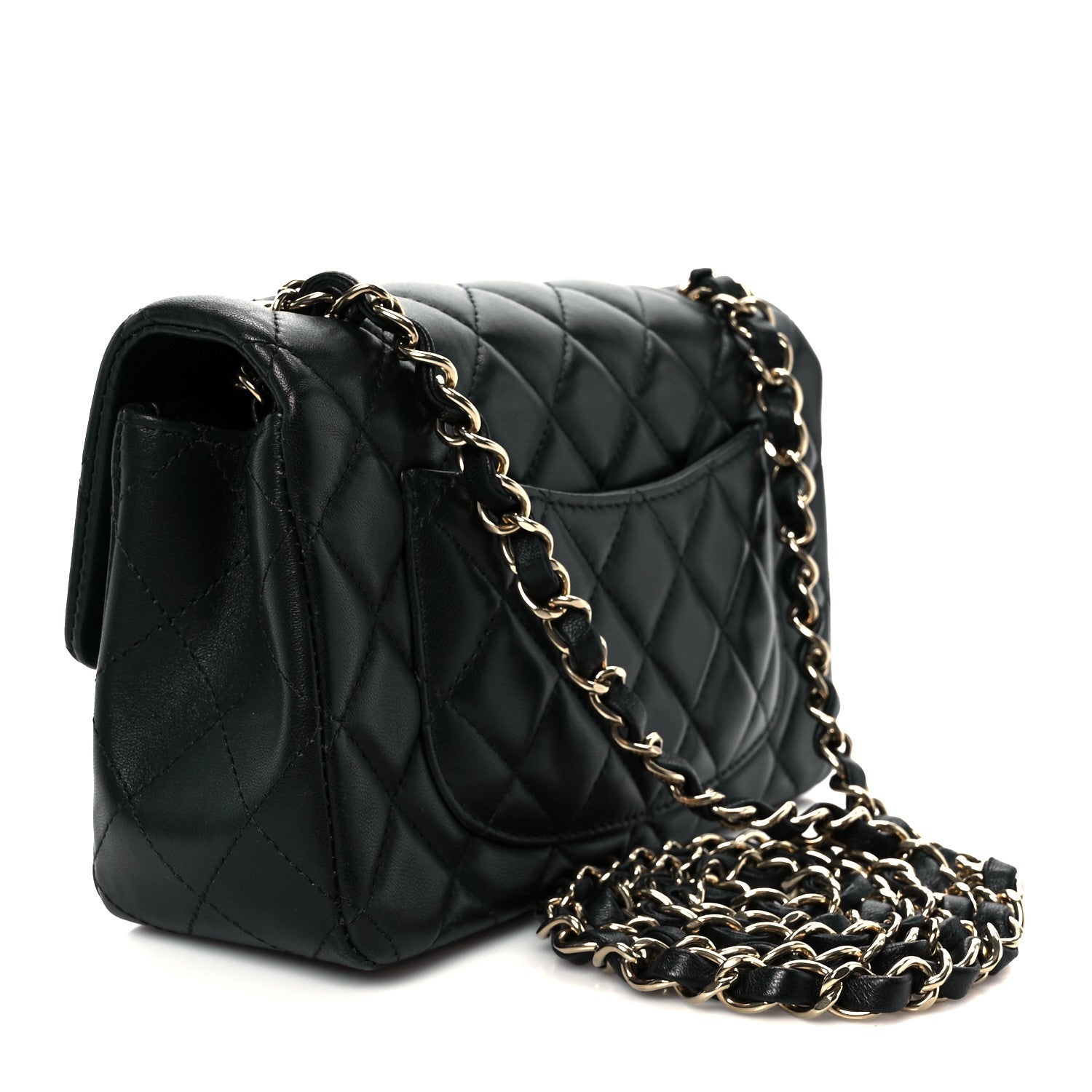 Lambskin Quilted Mini Rectangular Flap Black