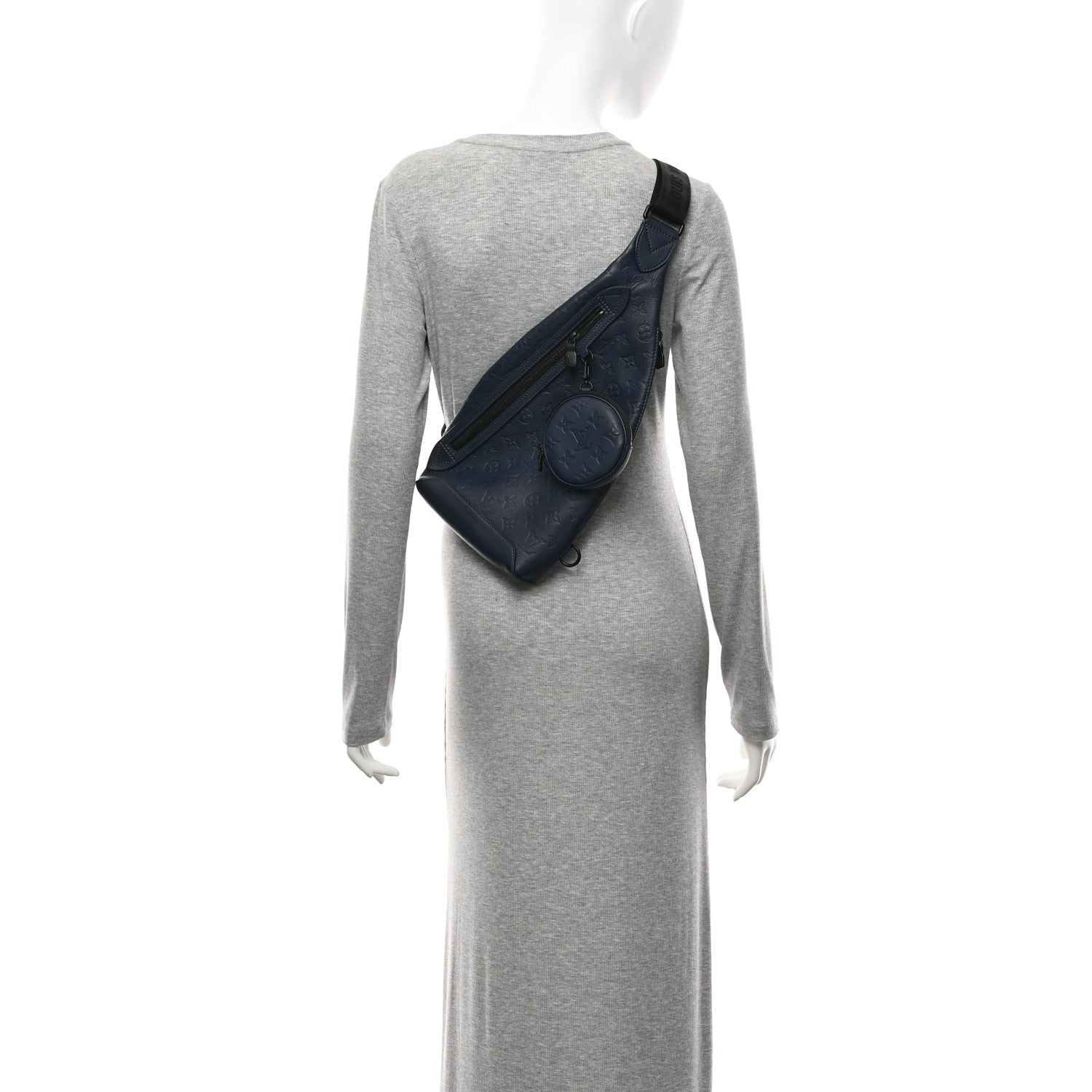 Calfskin Shadow Monogram Duo Slingbag Navy