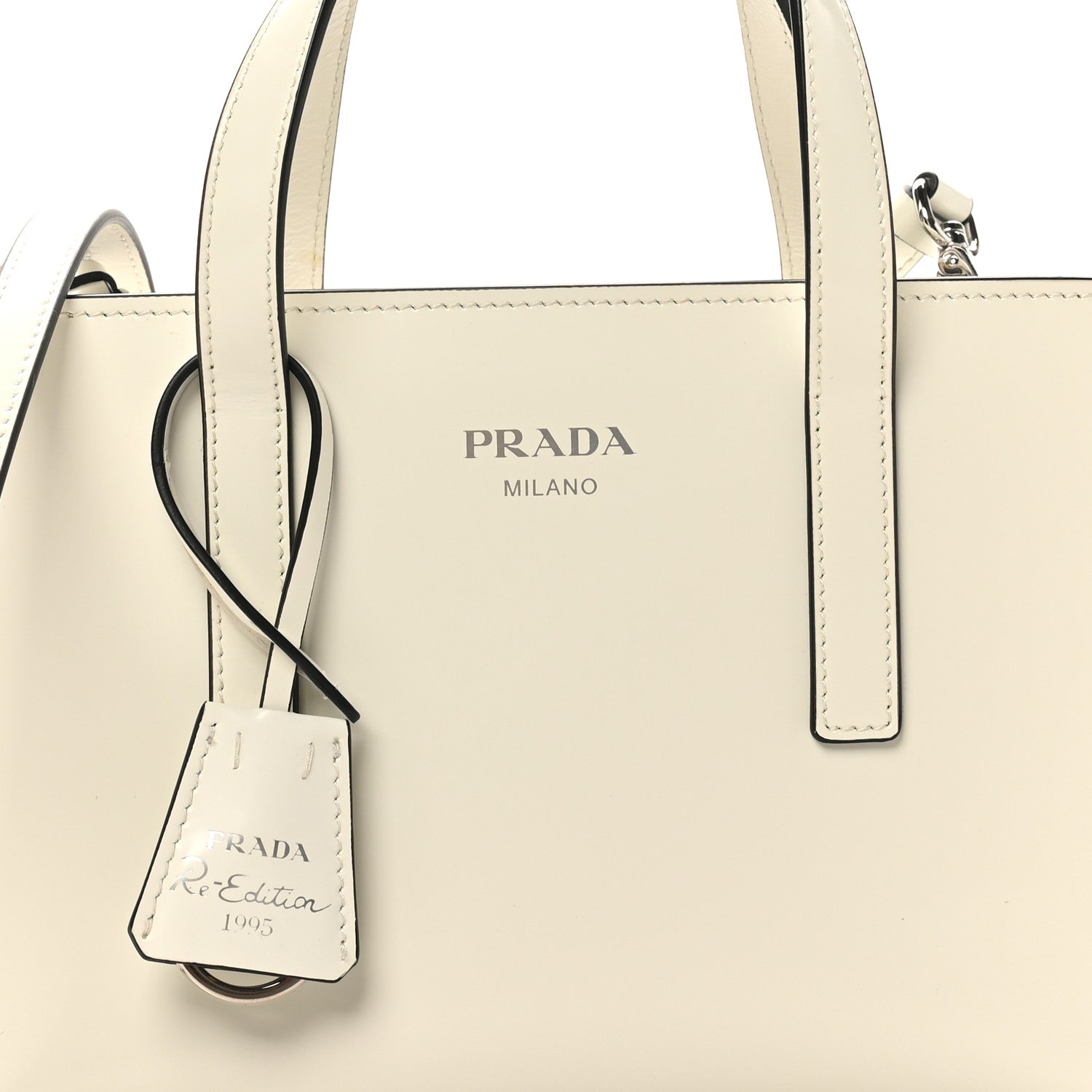 Spazzolato Mini Re-Edition 1995 Double Handle Handbag White
