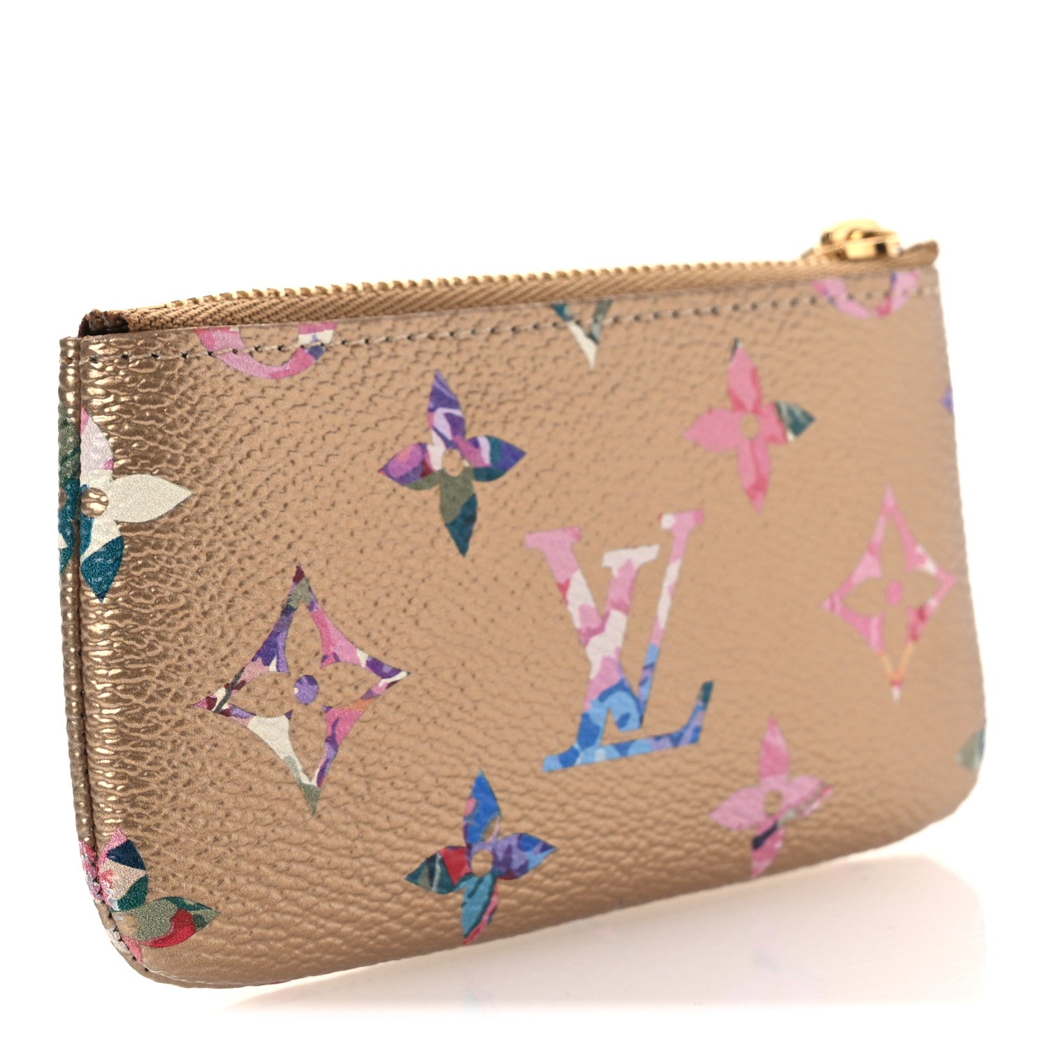 Metallic Monogram LV Garden Key Pouch Gold
