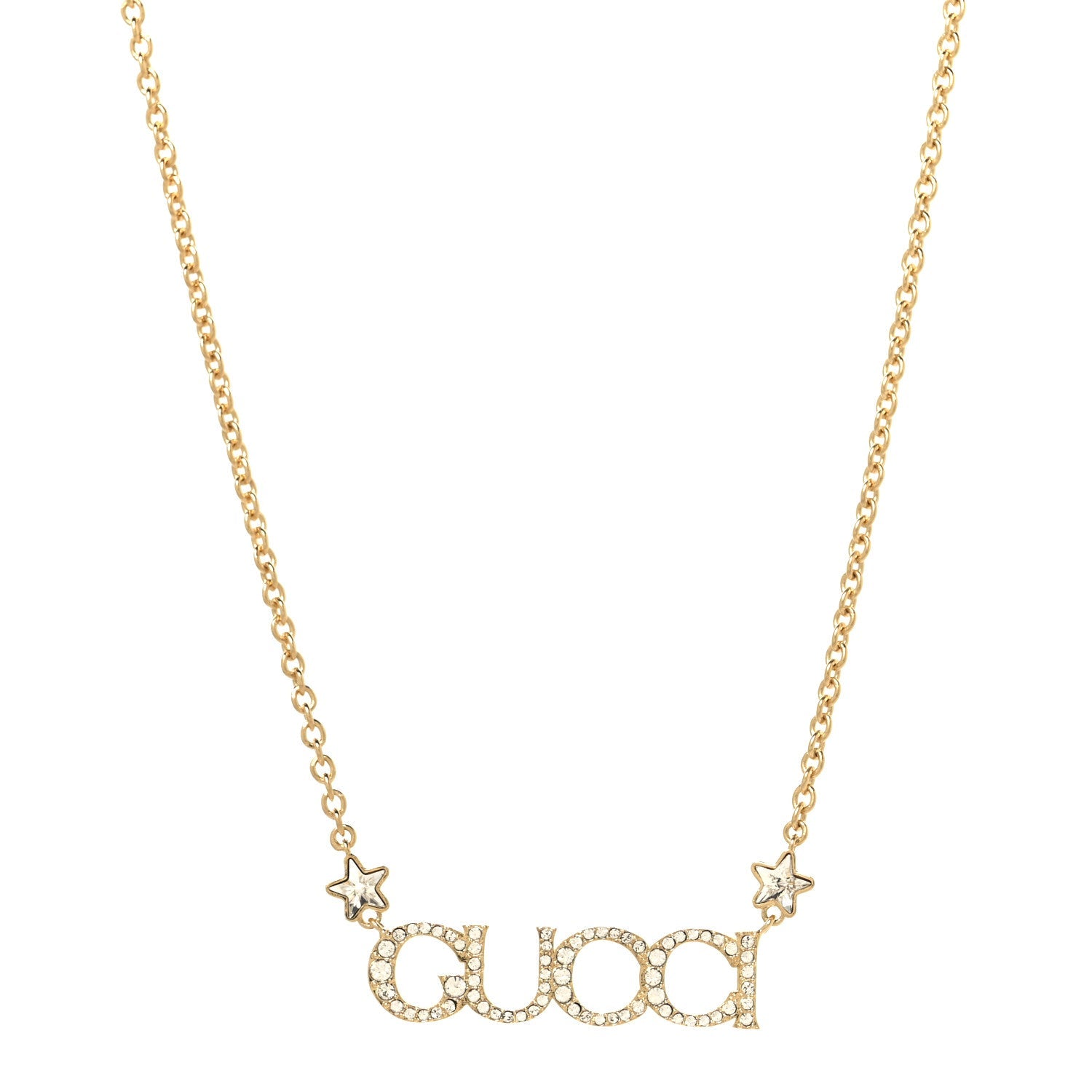 Crystal Script Necklace Gold