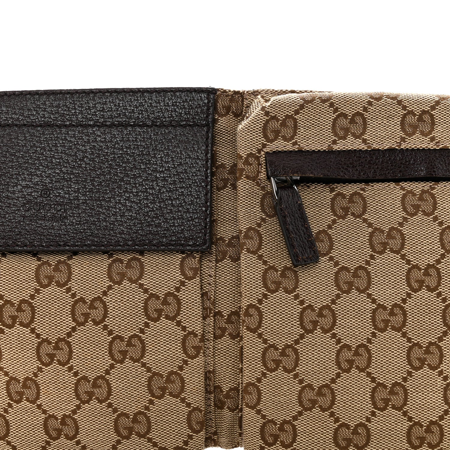 GG Monogram Double Pocket Belt Bag Dark Brown