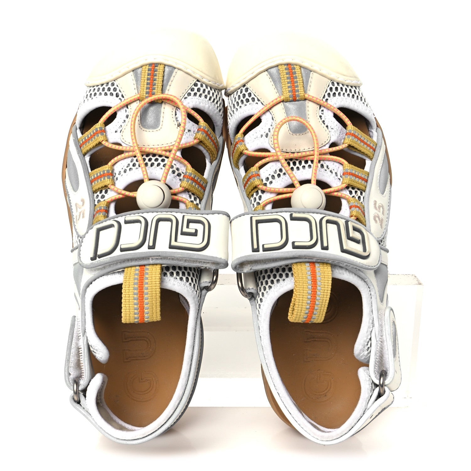 Mesh Fabric Tinsel Sport Sandals 37 White Silver