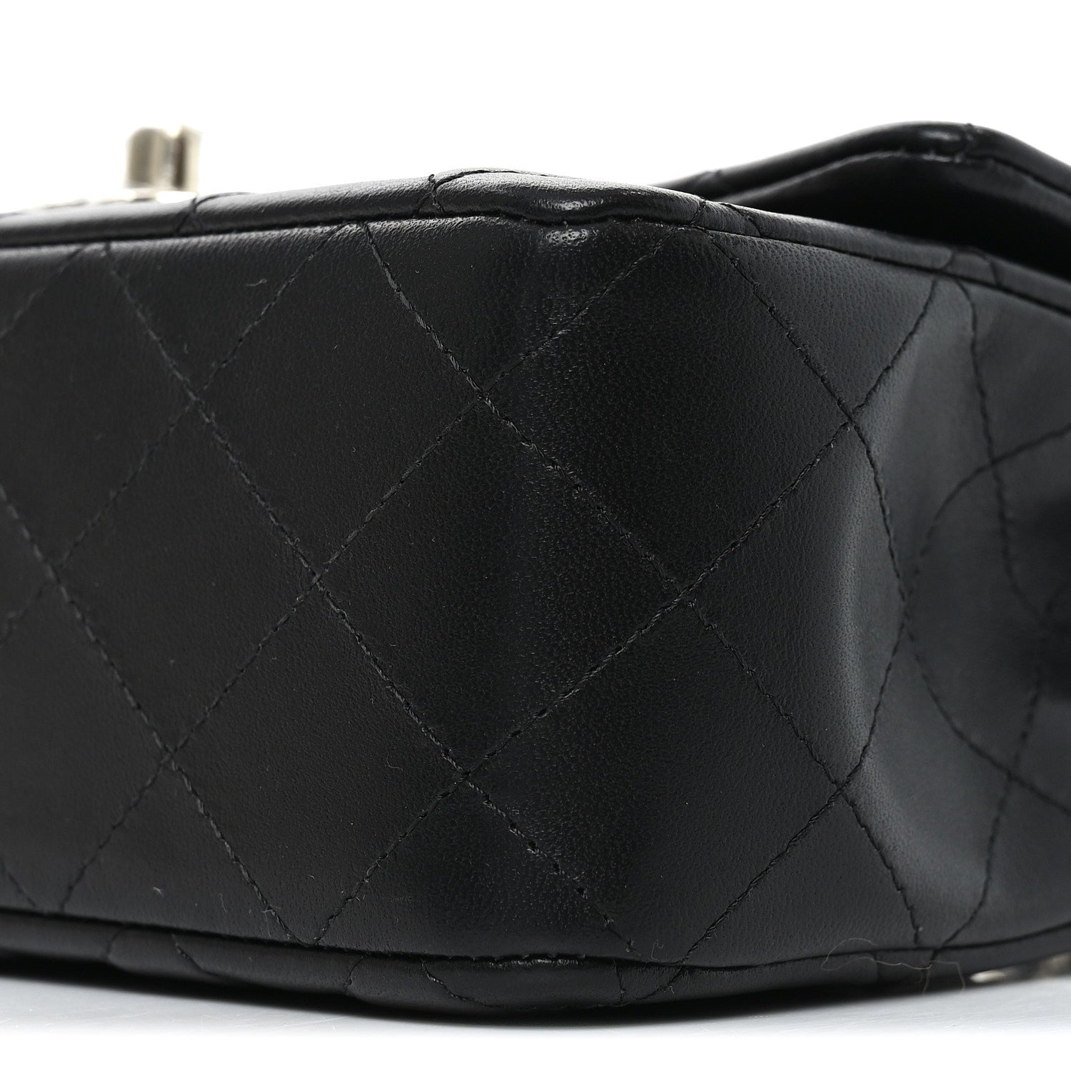Lambskin Quilted Mini Rectangular Flap Black