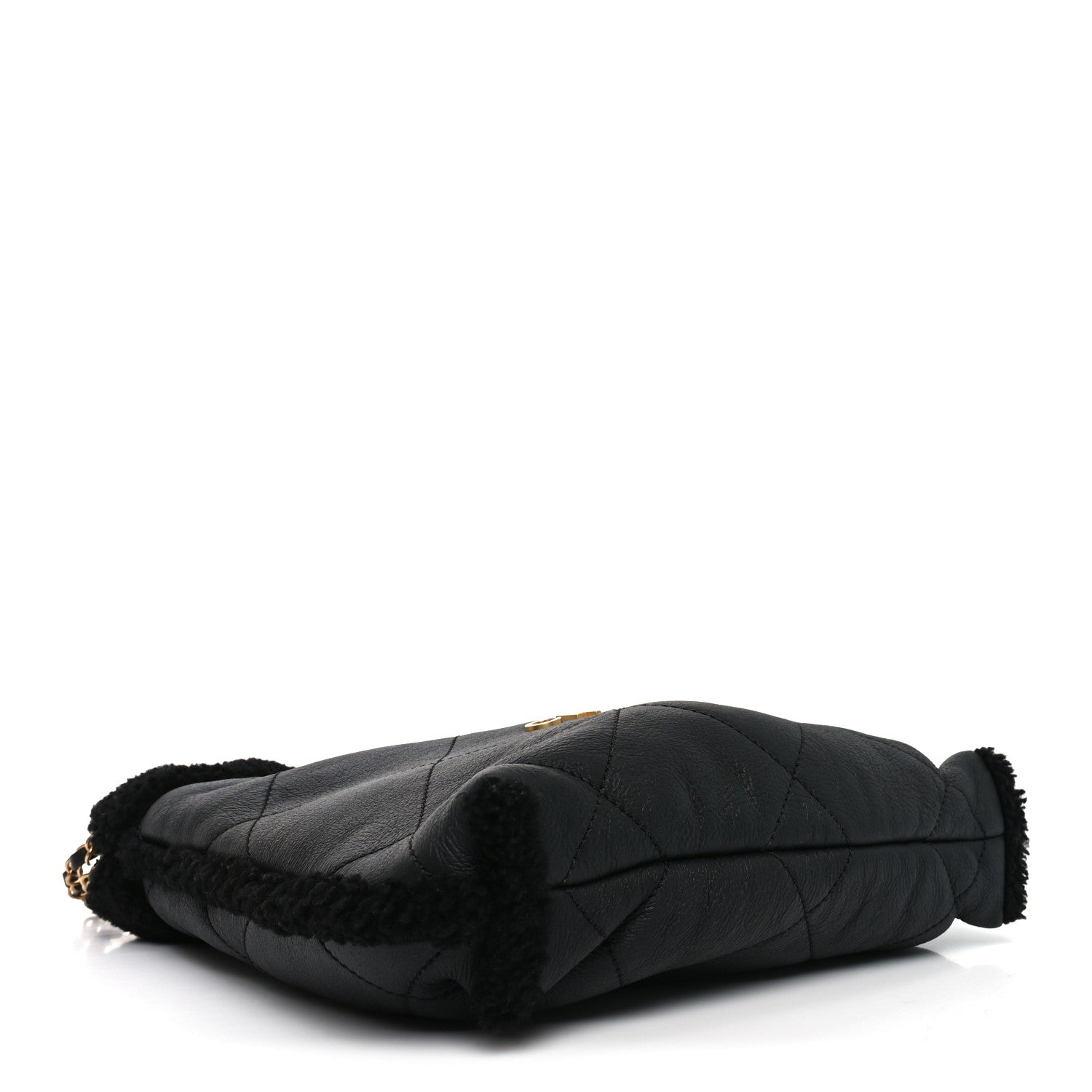 Aged Lambskin Shearling Quilted Small Chanel 22 Black