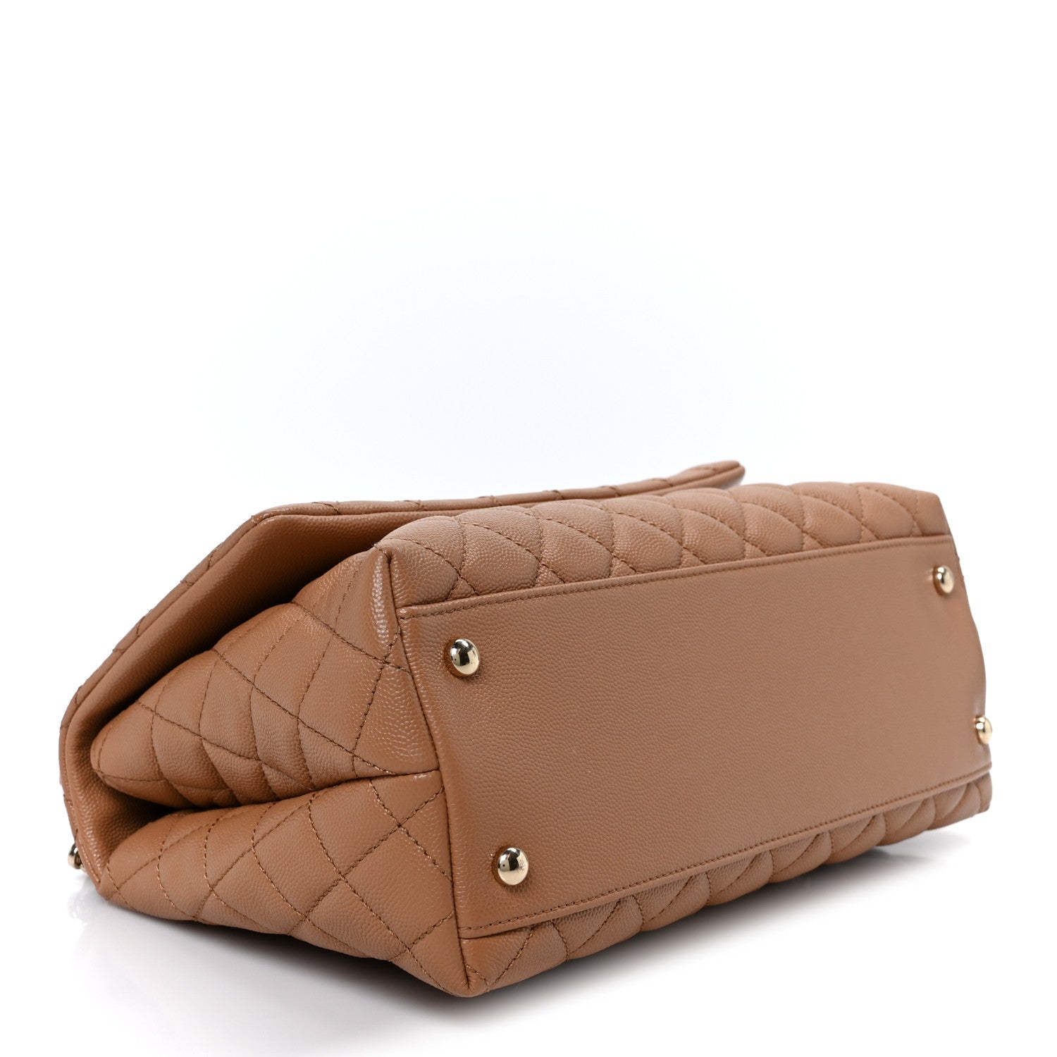 Caviar Quilted Small Coco Handle Flap Brown