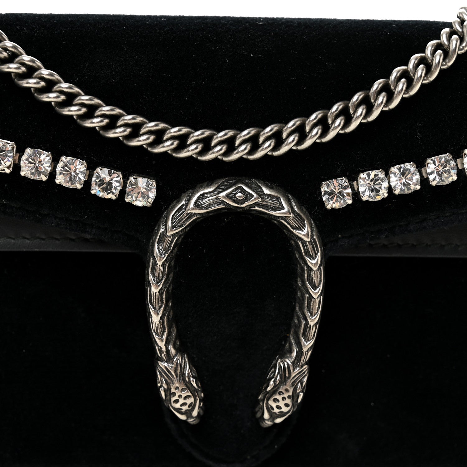 Velvet Crystal Super Mini Dionysus Shoulder Bag Black