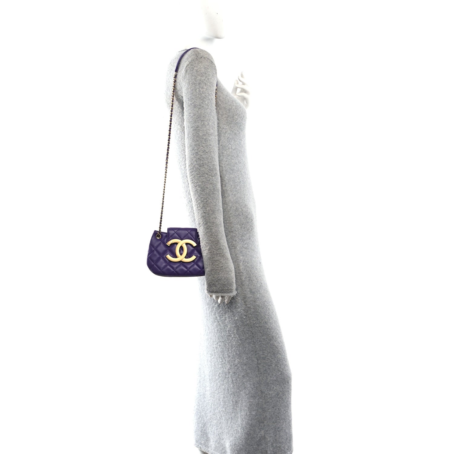 Lambskin Quilted Small Messenger Bag Purple