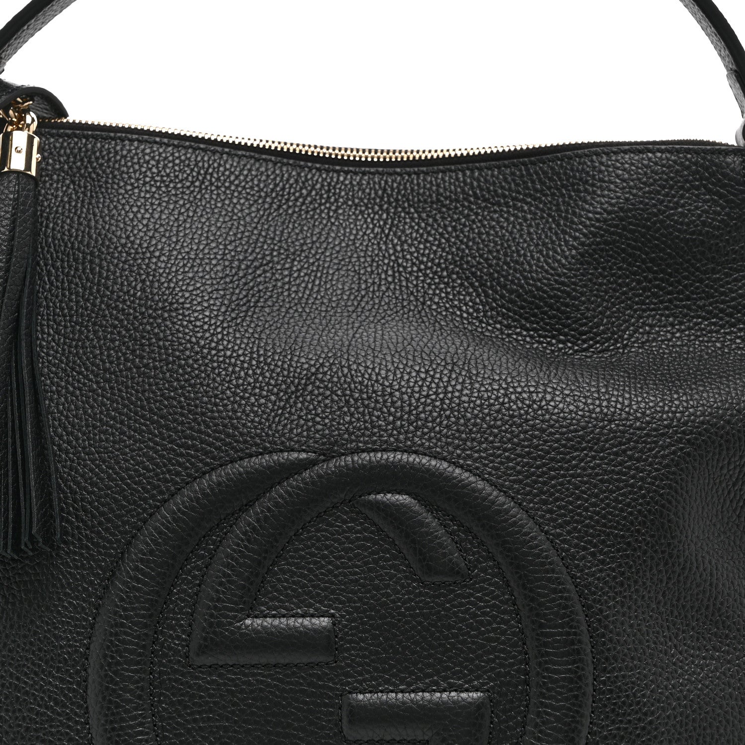 Pebbled Calfskin Large Soho Hobo Black