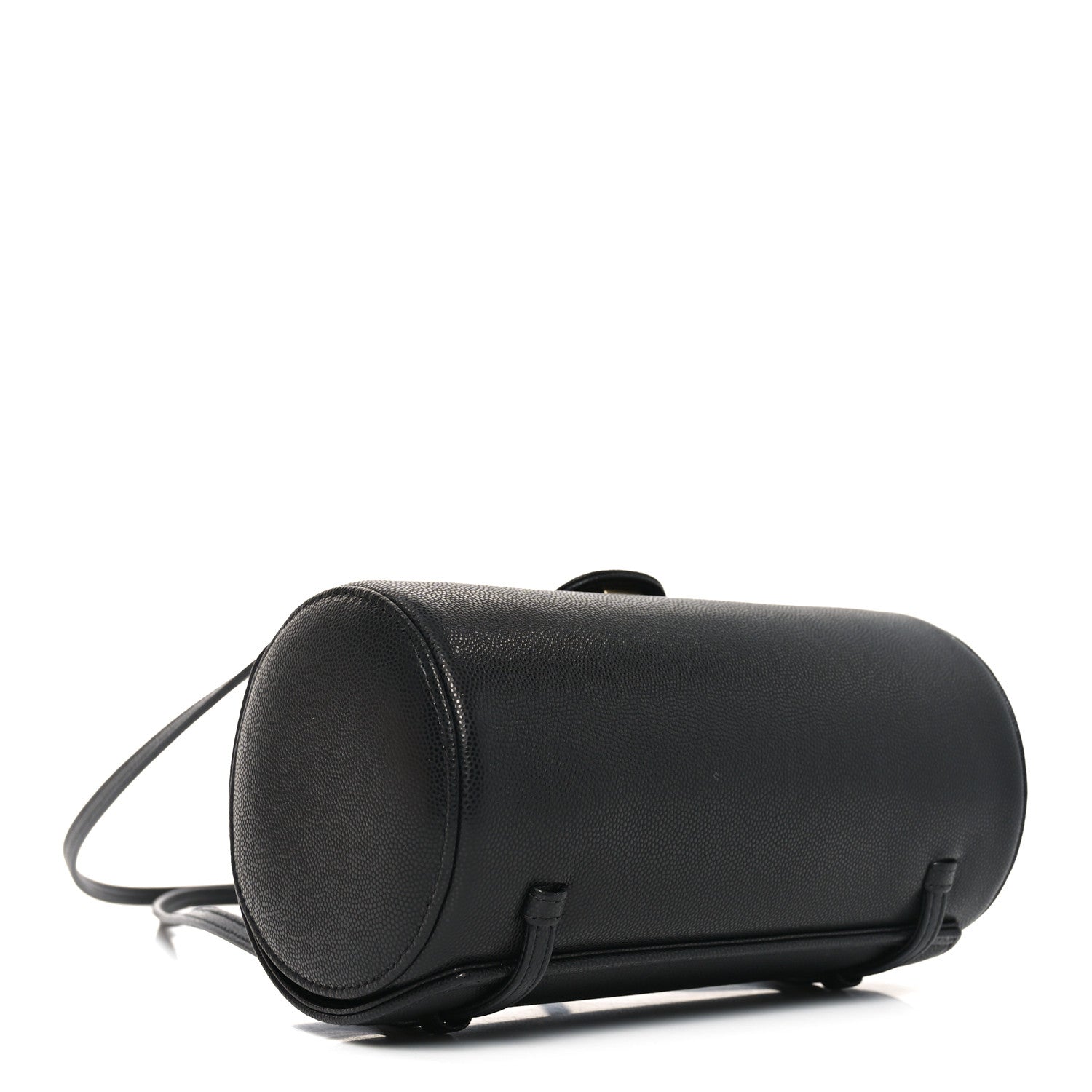 Shiny Caviar Preppy Coco Small Bowling Bag Black