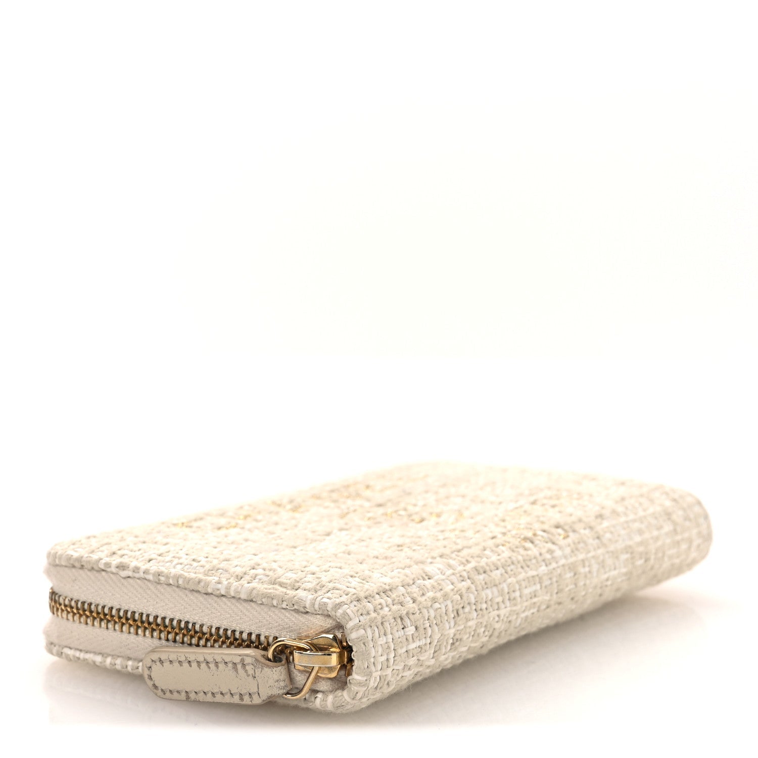 Lurex Canvas Deauville Medium Zip Around Wallet Beige