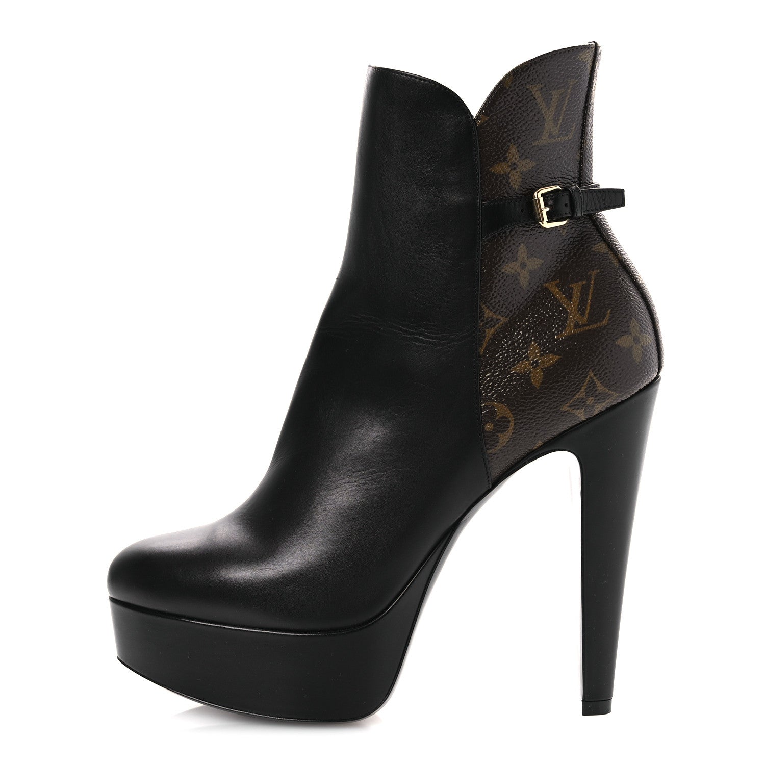 Calfskin Monogram Afterglow Platform Ankle Boots 39.5 Black