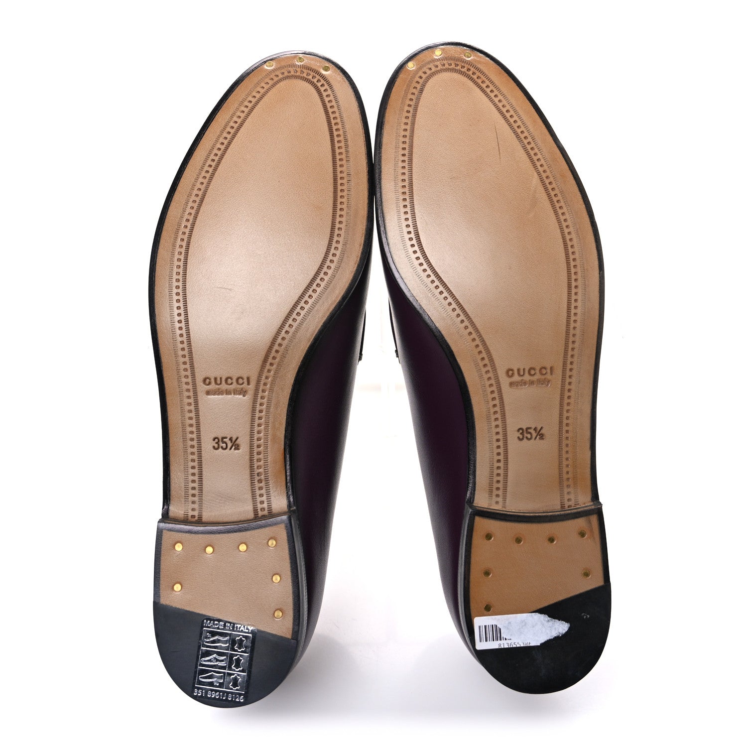 Real Betis Glamour Calfskin Womens Jordaan Horsebit Loafers 35.5 Shiny Vineyard