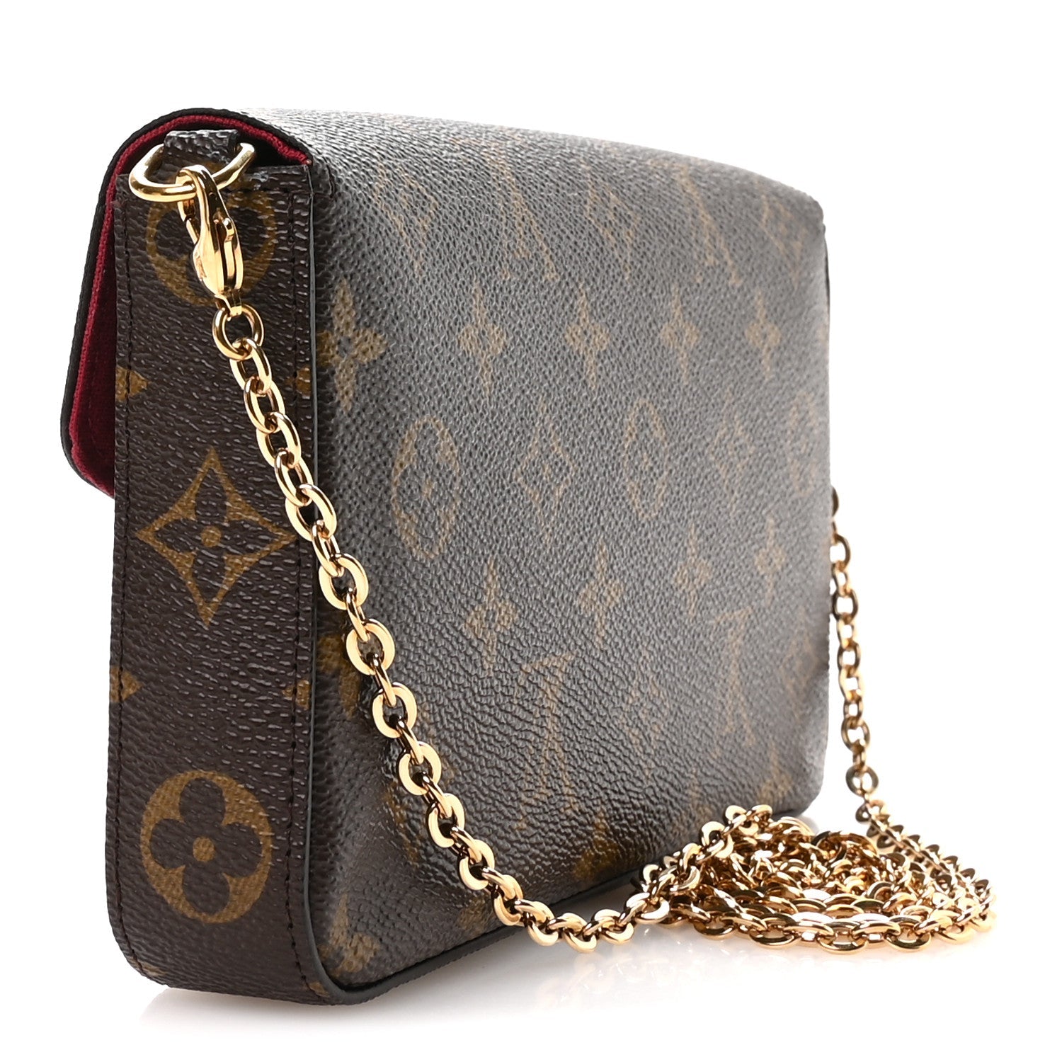 Monogram Pochette Felicie Chain Wallet Fuchsia