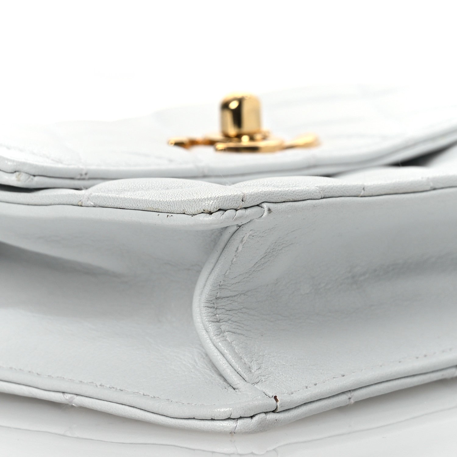 Lambskin Quilted Flap Waist Belt Bag 75 30 White