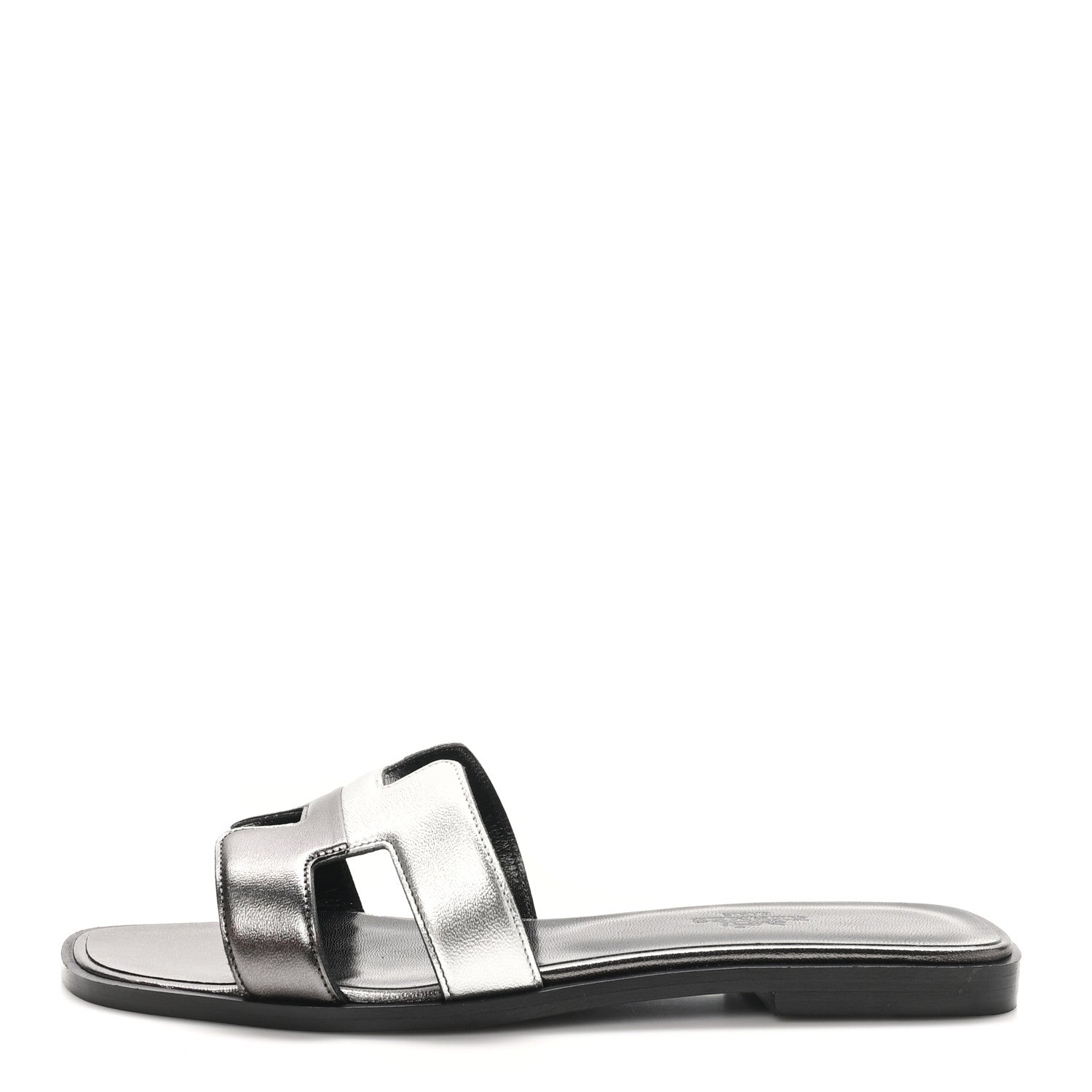 Metallic Nappa Box Oran Sandals 37 Canon De Fusil Argent