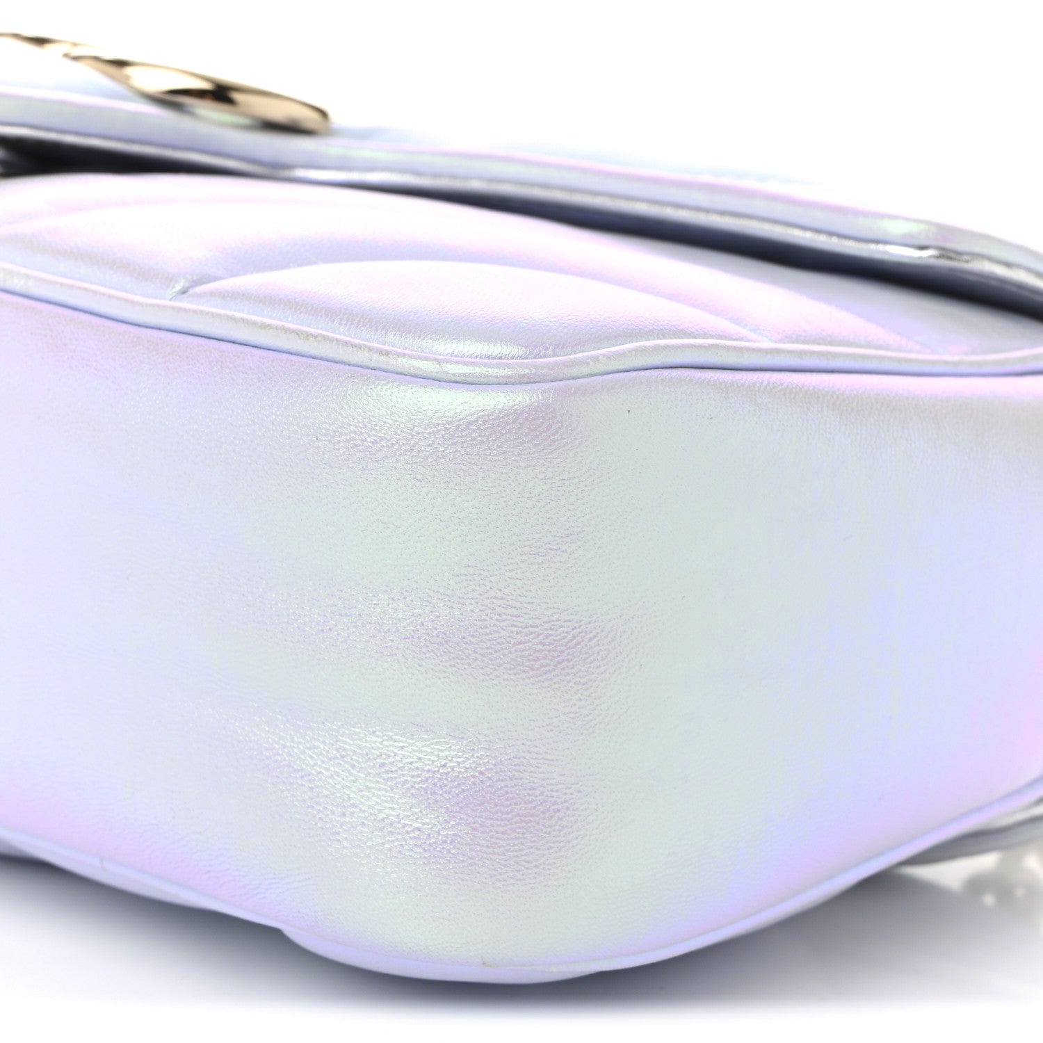 Iridescent Nappa Chevron Matelasse Small GG Marmont Shoulder Bag Snow Light Blue
