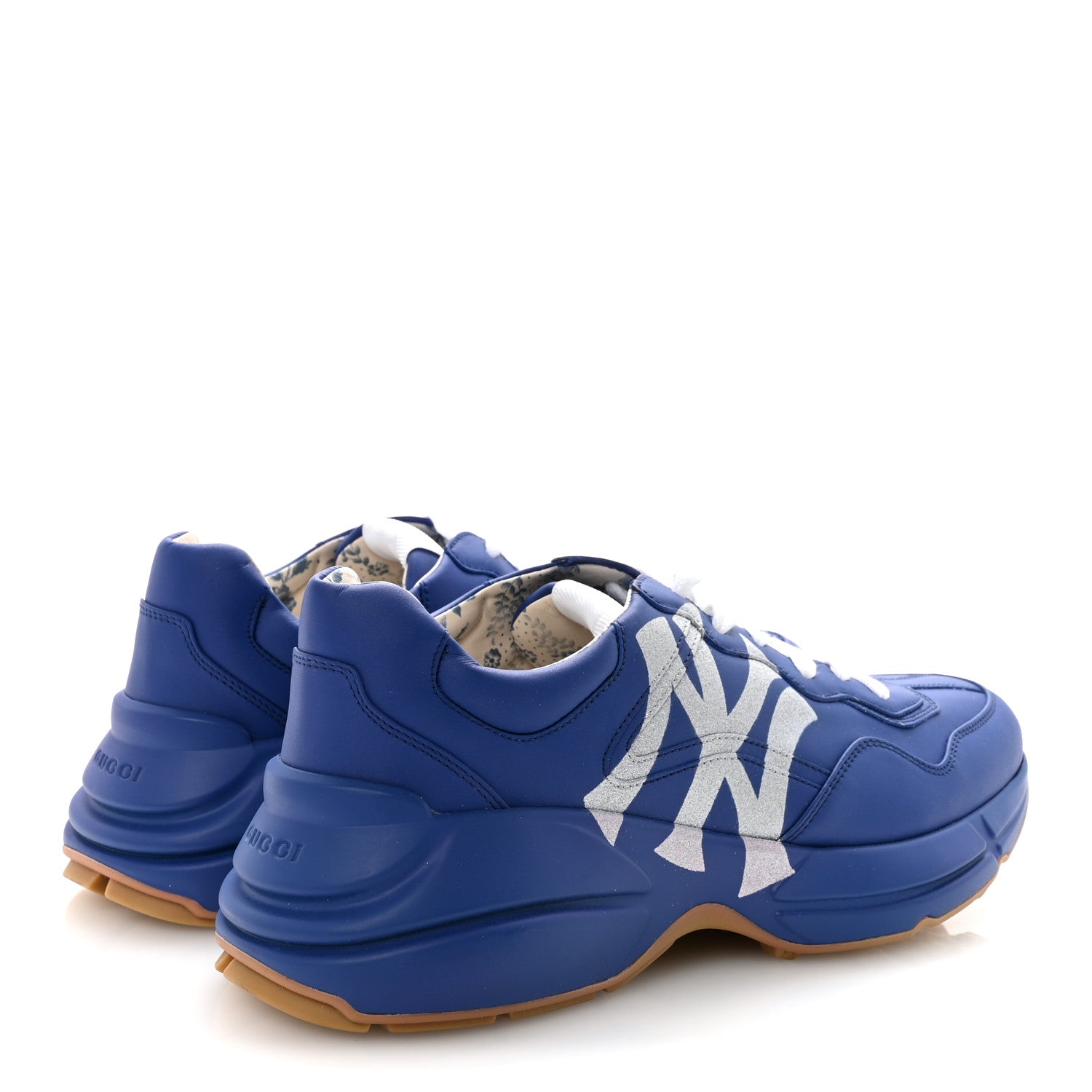 X MLB Calfskin NY Yankees Mens Rhyton Sneakers 8 Electric Blue
